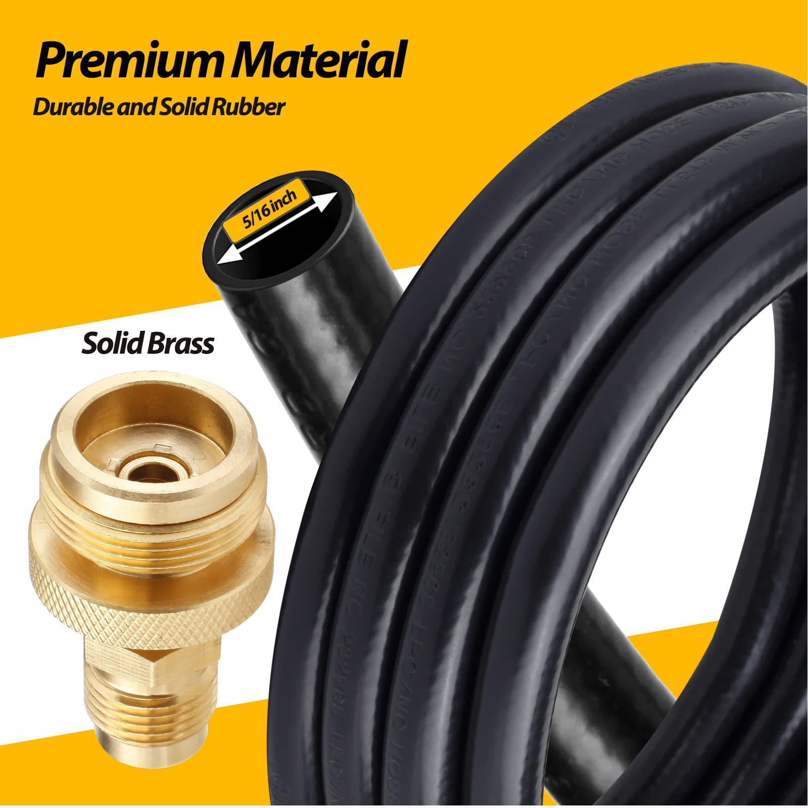 Bbcuepro 12FT Quick Connect Propane Hose for RV to Grill - 1/4" to 3/8" Female Flare - Connects 1 LB Portable Appliance to RV 1/4" Female Connect