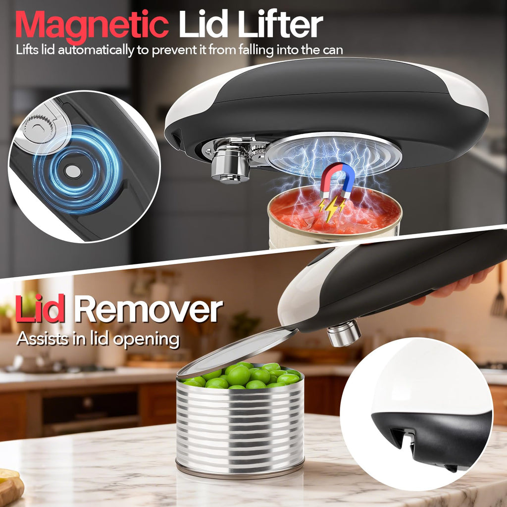 YARRAMATE Electric Can Opener, One Touch Rechargeable Automatic Can Openers for Kitchen Fits All Cans Sizes - Smooth Edge, Hands-Free for Seniors | with Storage Bag, Portable for Travel