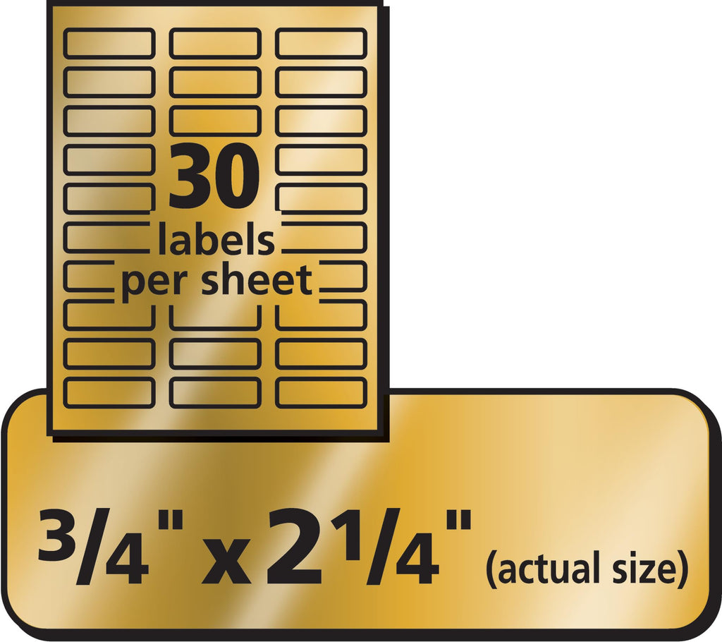 Foil Return Address Labels, Inkjet, 3/4" x 2-1/4" Labels