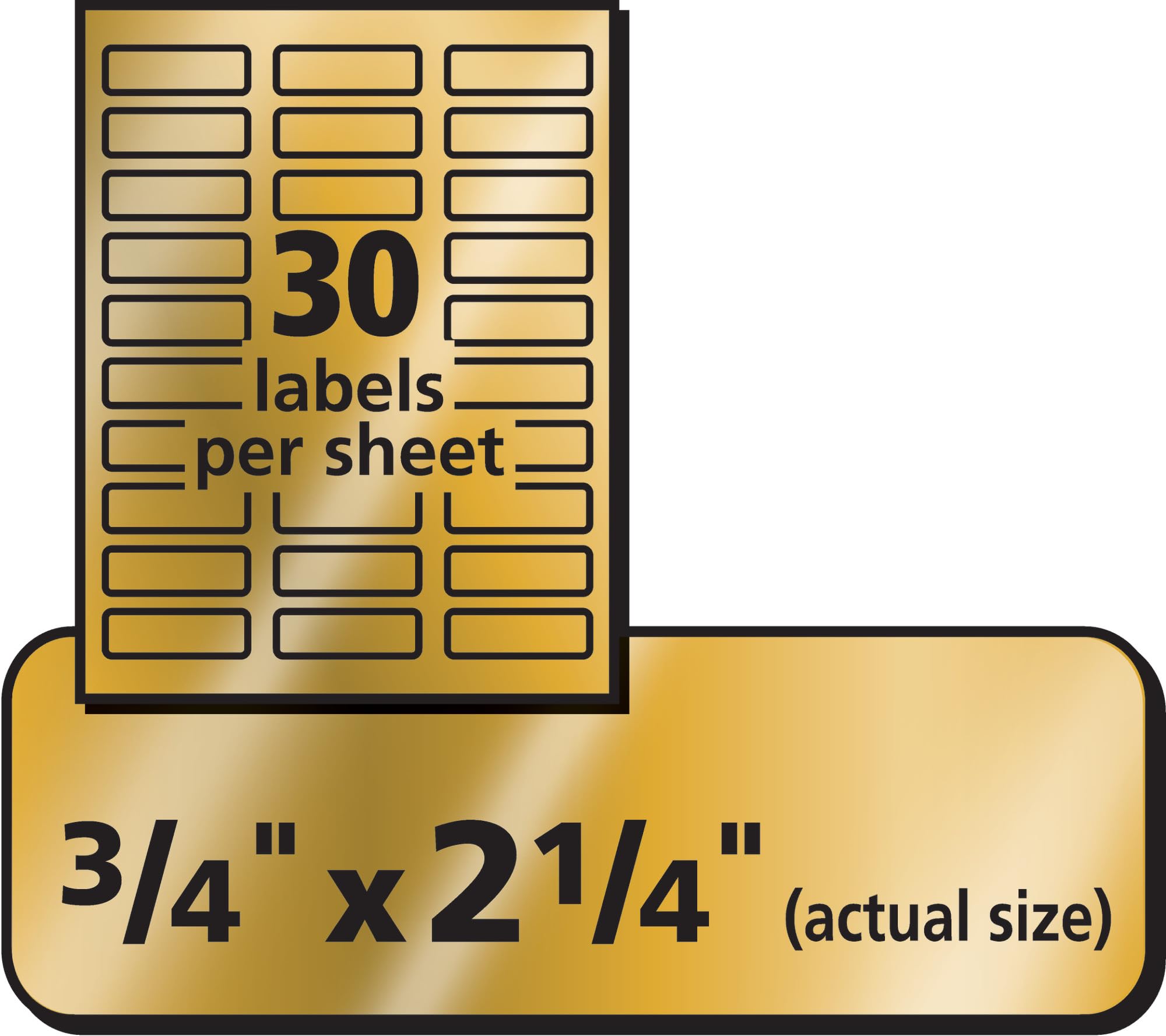 Foil Return Address Labels, Inkjet, 3/4" x 2-1/4" Labels