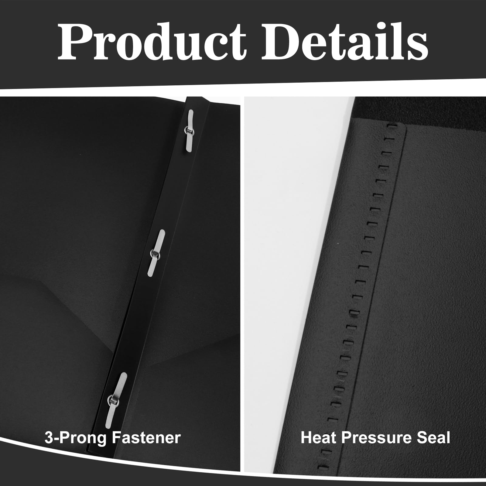 EEHZTSI 12-Pack Plastic Folders with Pockets and Prongs,2-Pocket Folders with 3 Fasteners, Poly Folders Holds 8-1/2" x 11" Paper for School/Office/Home (12, Black)