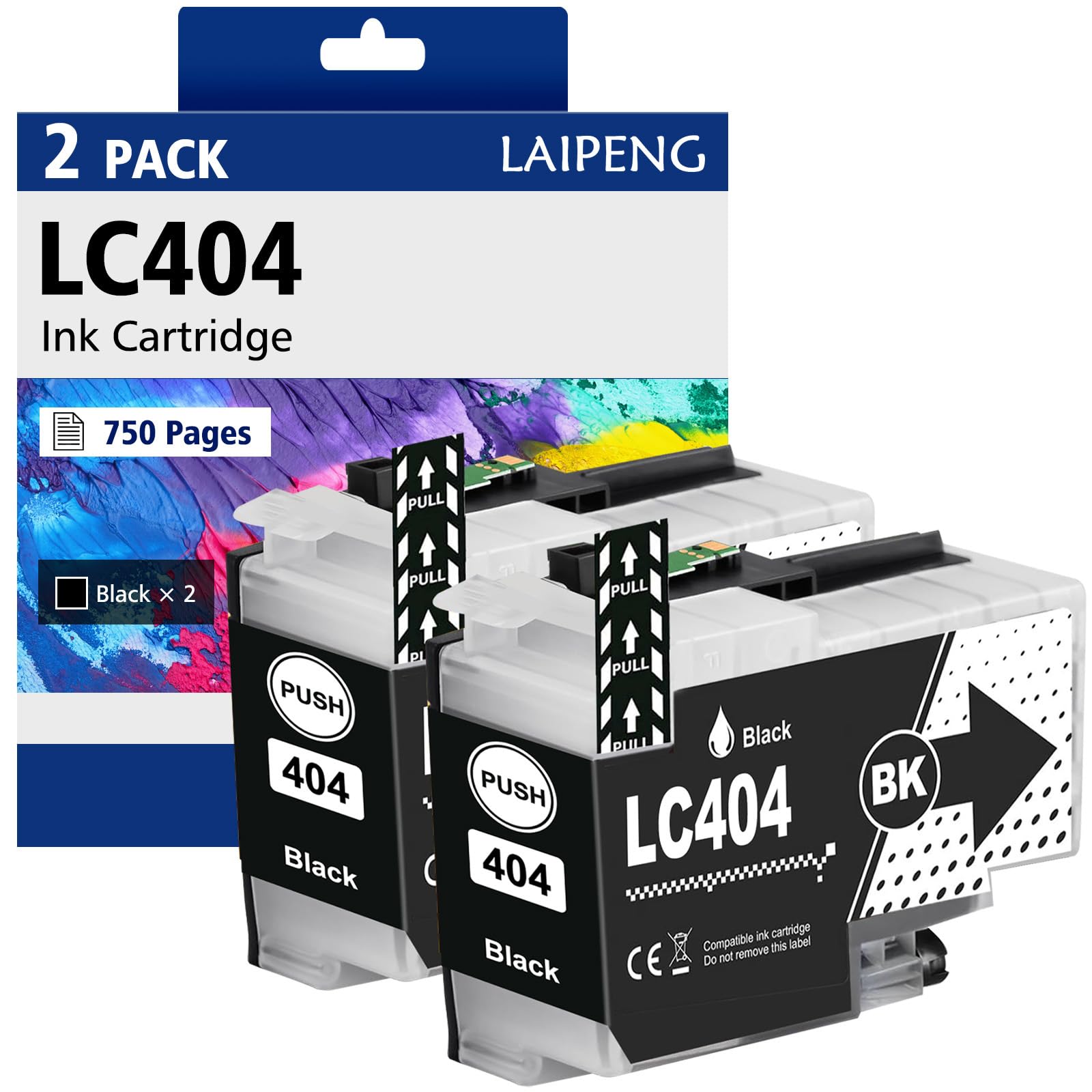 LC404 LC404BK Black Ink Cartridges Compatible for LC404 LC 404XL for MFC-J1205W MFC-J1215W MFC-J1205W XL Printer High Yield (Black*2)