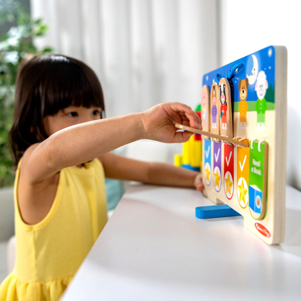 Melissa & Doug My Daily Day and Night Wooden Routines Chart Learning Toy for Boys and Girls 3+ - FSC Certified