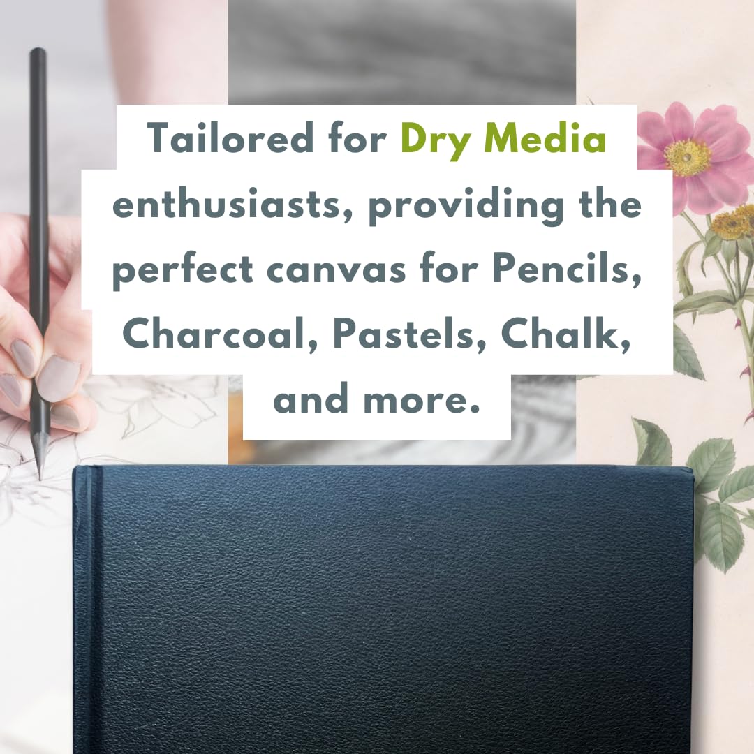 Cantoo City A4 Sketchbook, Professional Grade Black Hard Cover Sketch book, Art Drawing Book,Wood Free Warm White Paper Sketch Pad, Dry Media 100 Pages -160g/M² (108 Lb)
