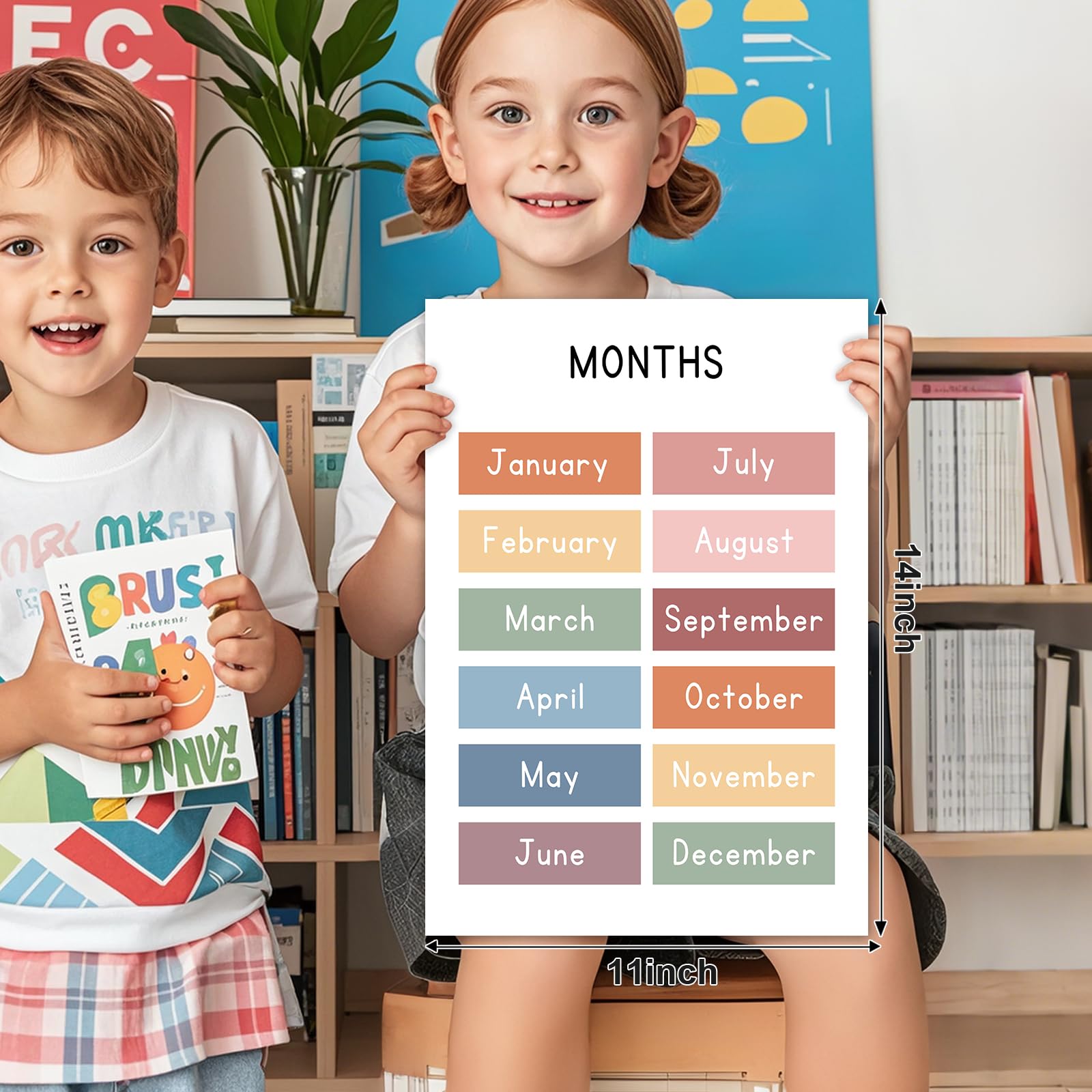 6 Pack Educational Posters for Classroom Decor, ABC Alphabet Poster, Shapes & Colors Chart, Days of the Week Poster, Numbers Poster for Kids Room, Preschool, Kindergarten & Classroom Learning Decor