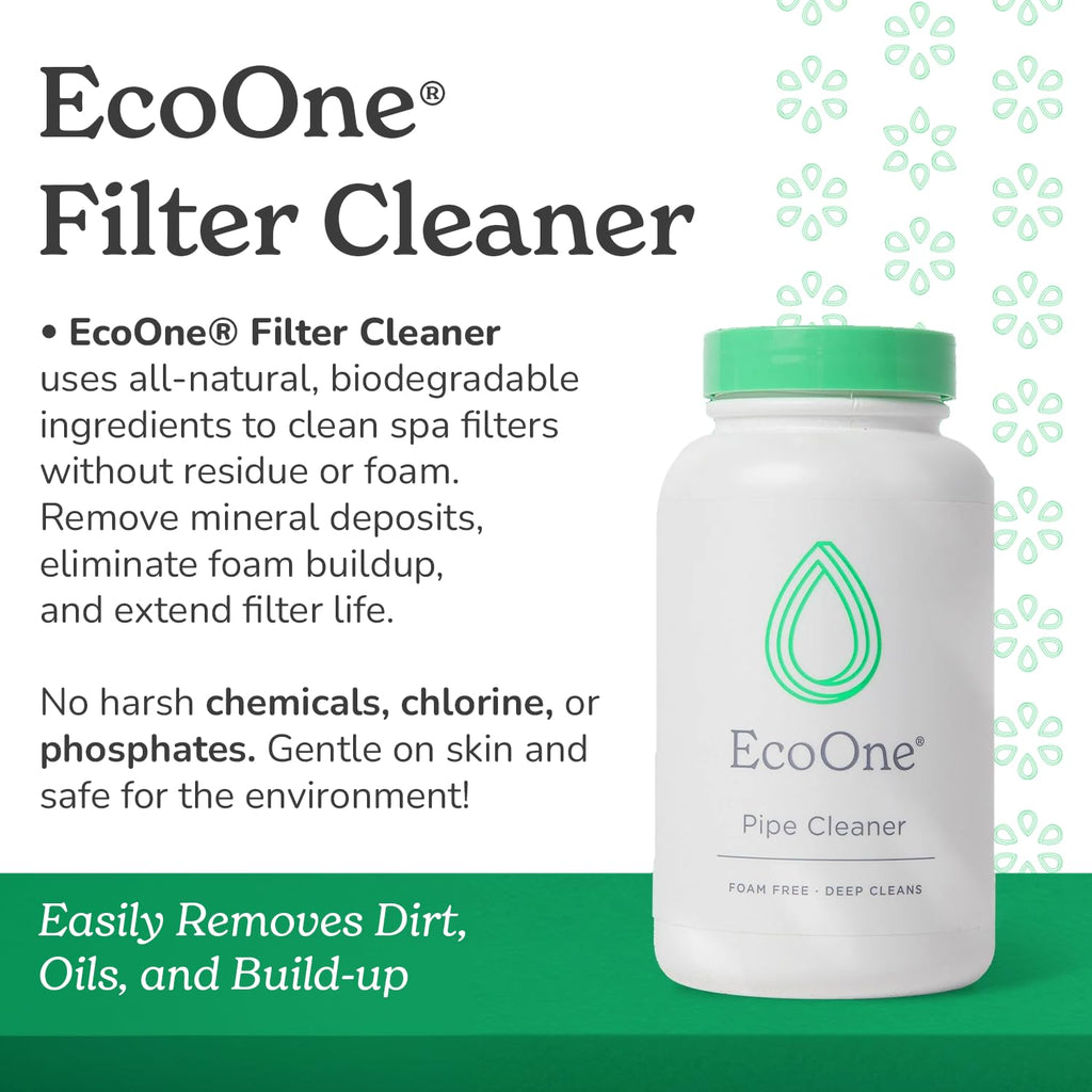 Filter Cleaner by EcoOne | All-Natural Spa & Hot Tub Filter Cleaner | Foam-Free, Chlorine-Free, & Phosphate-Free Spa Filter Cleaner | Prolongs Filter Life and Leaves No Residue, 8 Oz