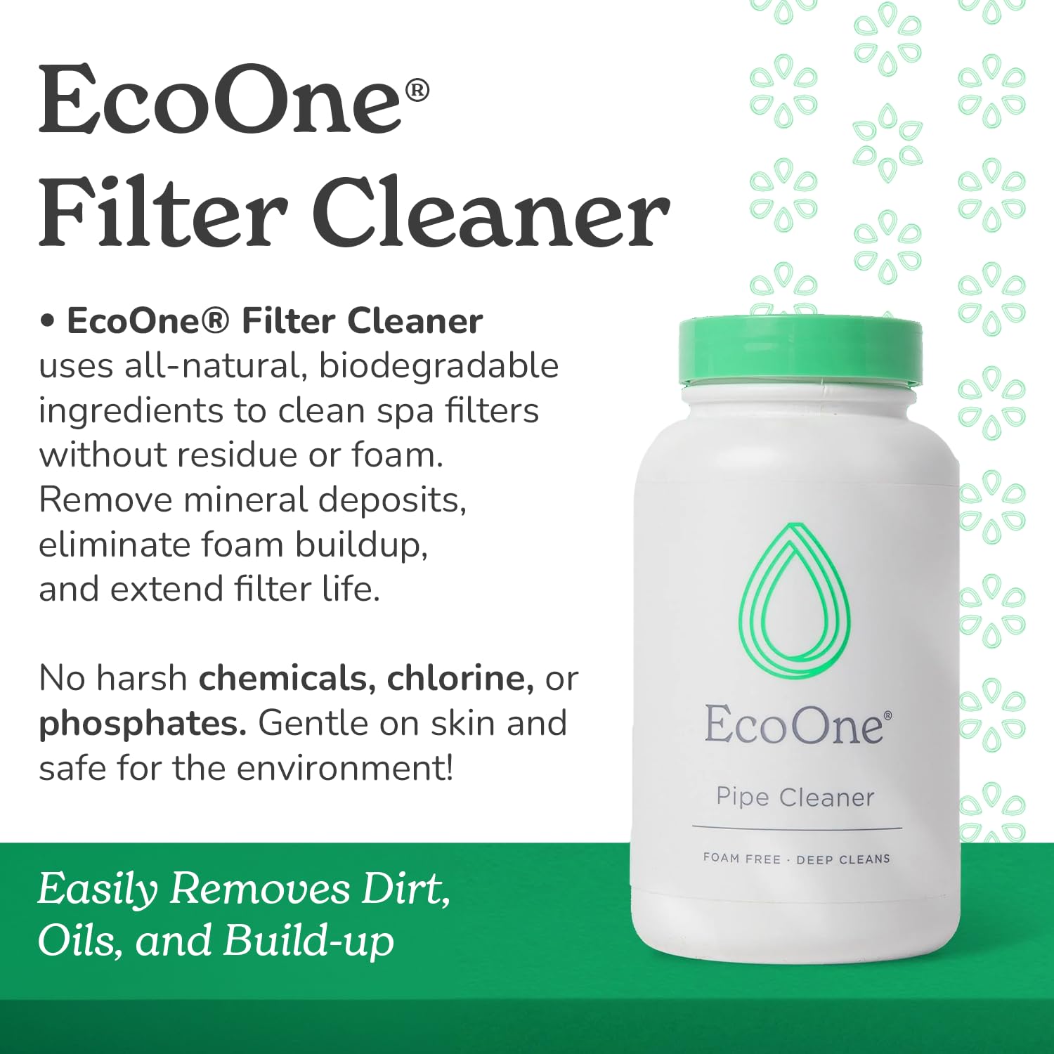 Filter Cleaner by EcoOne | All-Natural Spa & Hot Tub Filter Cleaner | Foam-Free, Chlorine-Free, & Phosphate-Free Spa Filter Cleaner | Prolongs Filter Life and Leaves No Residue, 8 Oz