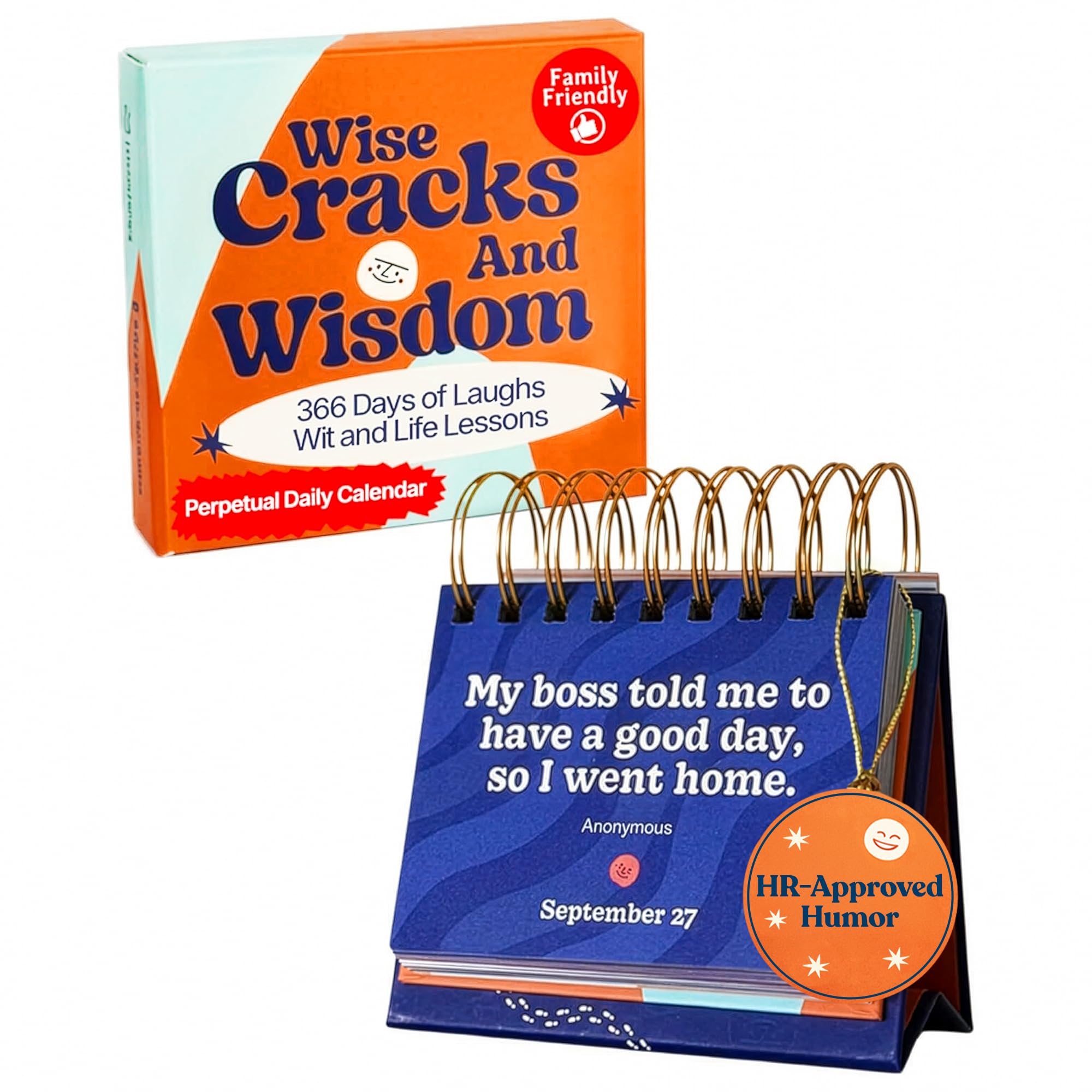 MESMOS Funny Wisdom Perpetual Calendar, Professional Day Gifts, 366 Days of Laughs & Life Lessons, Office Desk Accessories for Women-Men, White Elephant Motivational-Inspirational Gifts