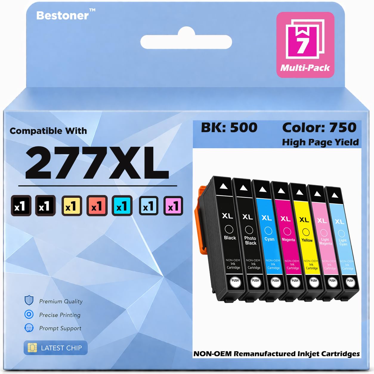 Compatible with T277XL Remanufactured Ink Cartridges Replacement for T277 XL High Yield Expression Photo XP-850 XP-860 XP-950 XP-960 XP-970 Small-in-One Printer (1Set | Latest Chip)