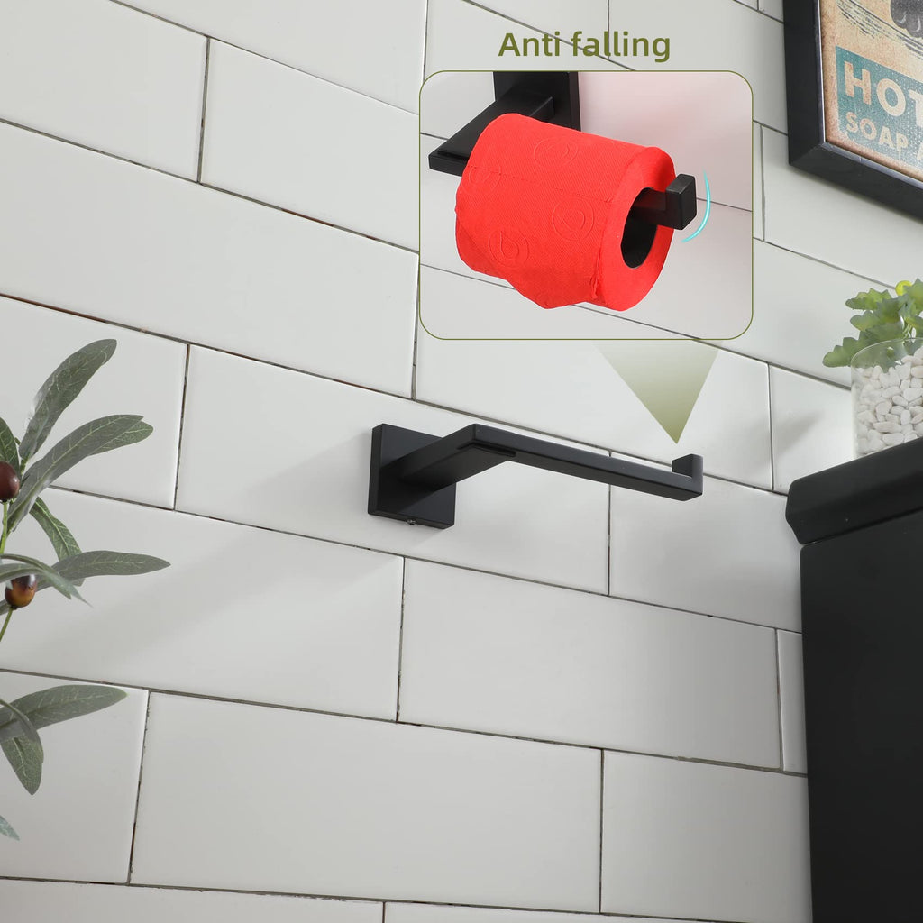 KOKOSIRI Black Toilet Paper Holder for Bathroom Tissue Paper Dispenser Stainless Steel Toilet Roll Holder Hold Mega Rolls Wall Mounted, B2006BK