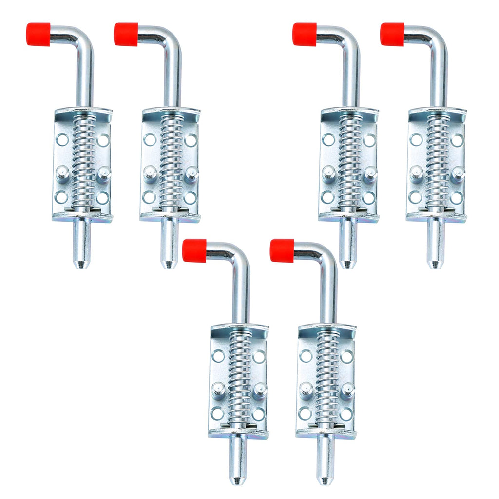 MAOPINER Metal Lock Barrel Bolt Spring Loaded Latch 6.5" Long w/Grip Heavy Duty Zinc for Ramp Door Fence RV (6)