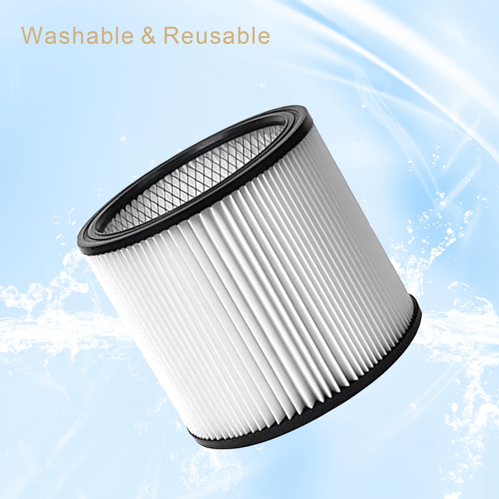 2Pack 90304 Replacement Filter Kit Compatible with Shop Vac Cartridge Filter 90350 90304 90333 90585, Fits Most 5 Gallon and above Wet Dry Vacuum Cleaner