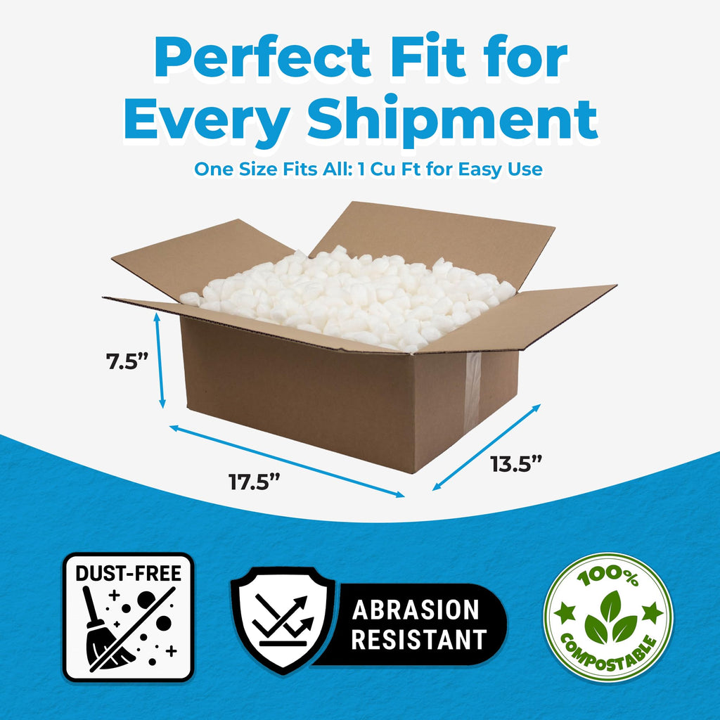 1 Cu Ft White Bio Tube Recycled Anti Static Packing Peanuts Popcorn Tube Shape Loose Fill | Magicwater Supply