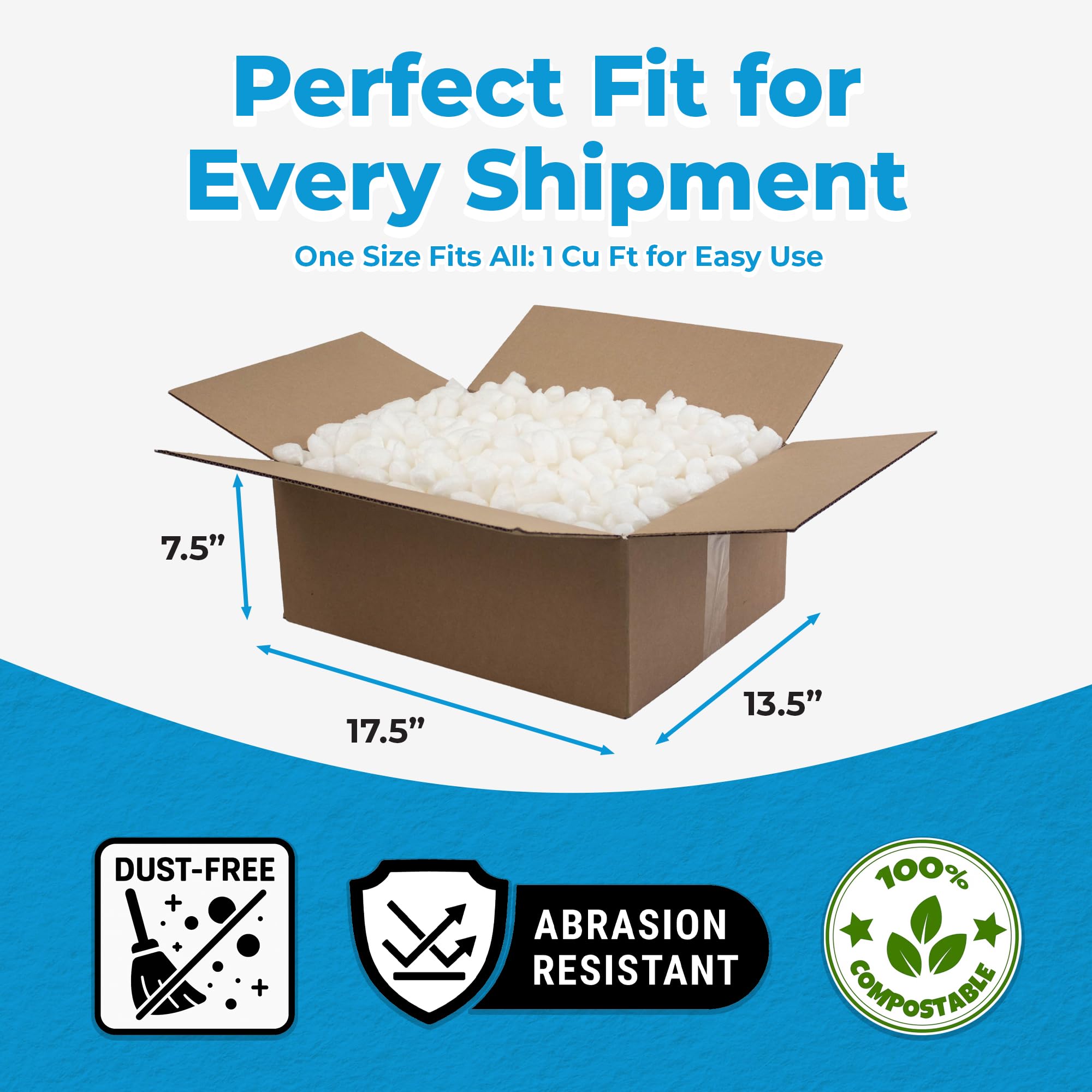 1 Cu Ft White Bio Tube Recycled Anti Static Packing Peanuts Popcorn Tube Shape Loose Fill | Magicwater Supply