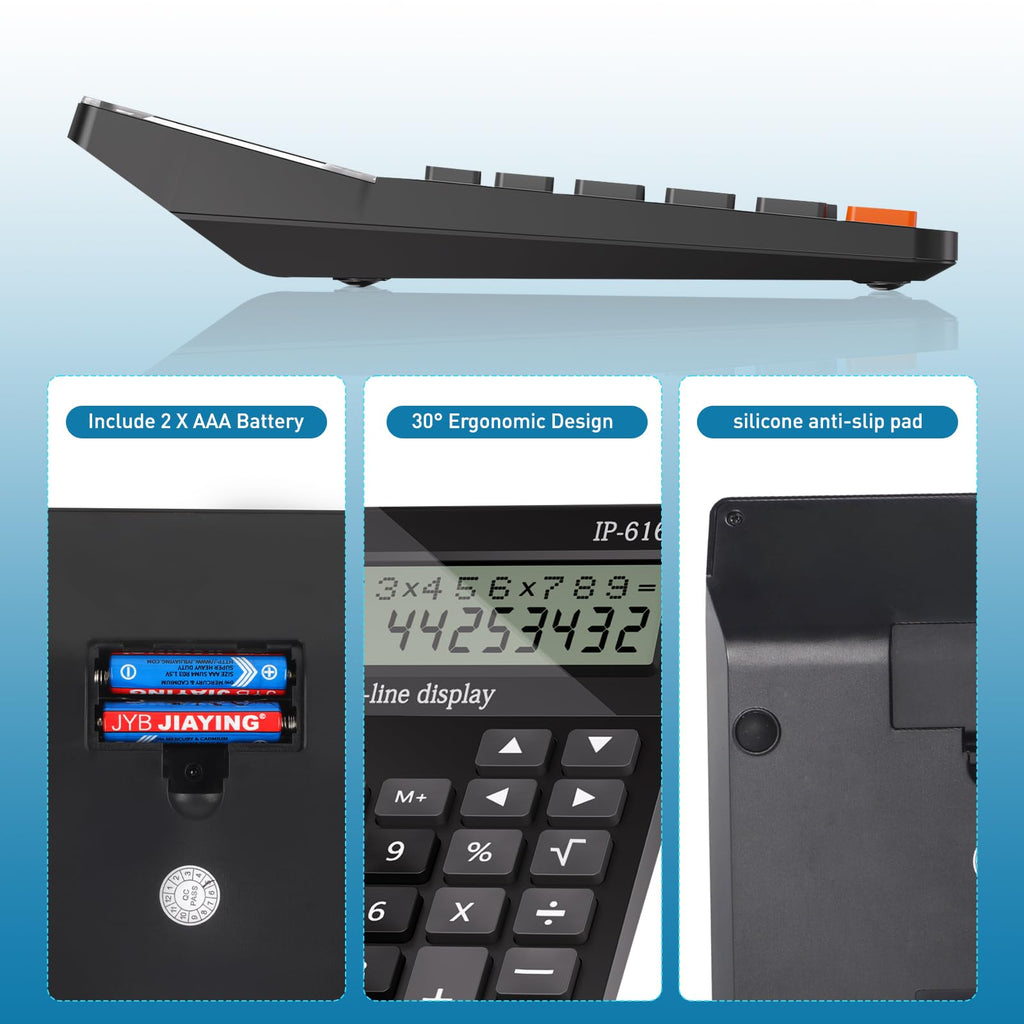 Calculators Desktop,Ipepul Talking Calculator with 2-line 12-Digits Large LCD Display and Large Button,4 Function Calculator for Business,Office,Store,School (Black)