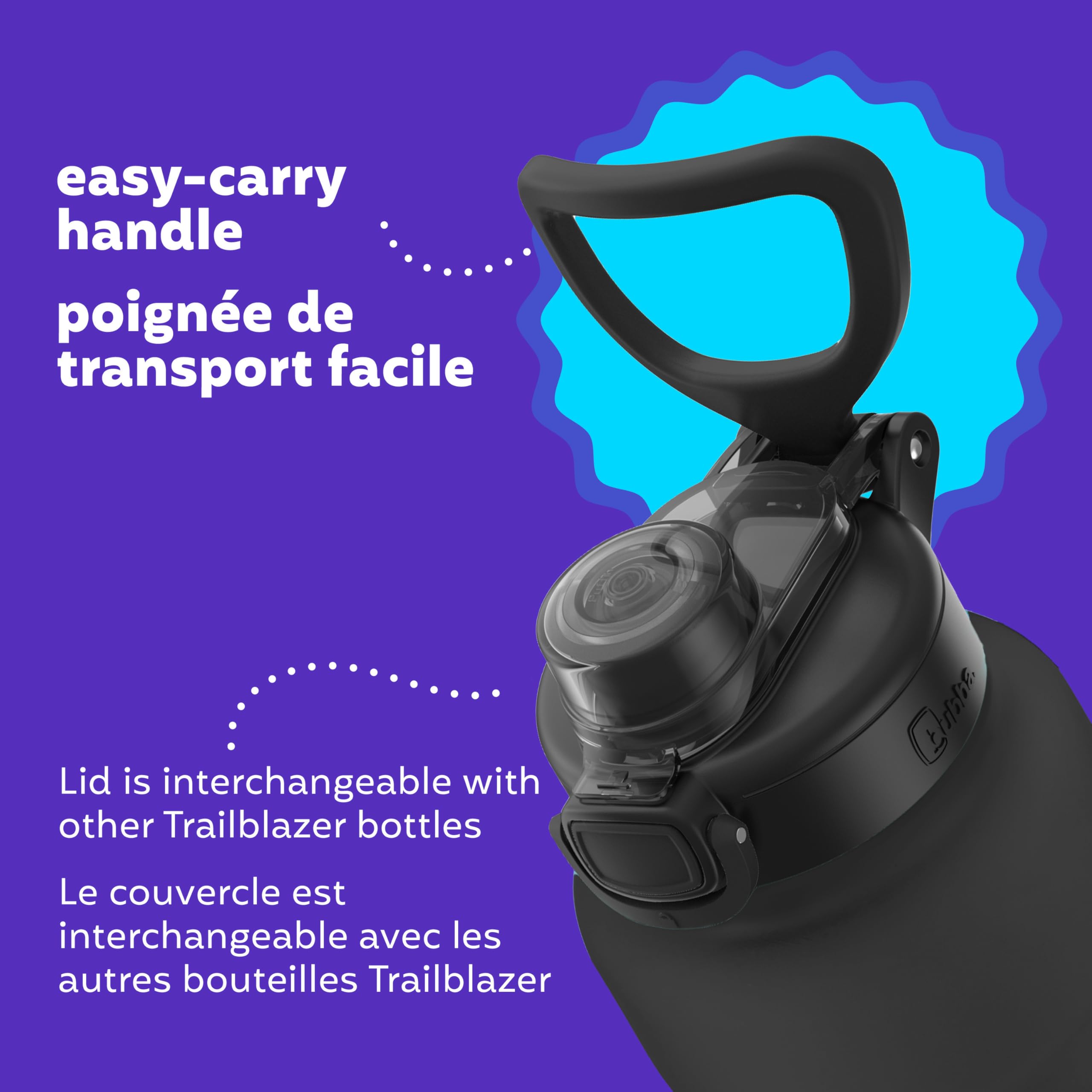 bubba Trailblazer Stainless Steel Water Bottle with Push Button Lid, 40 oz (1.18 L), Vacuum-Insulated, Rubberized Licorice