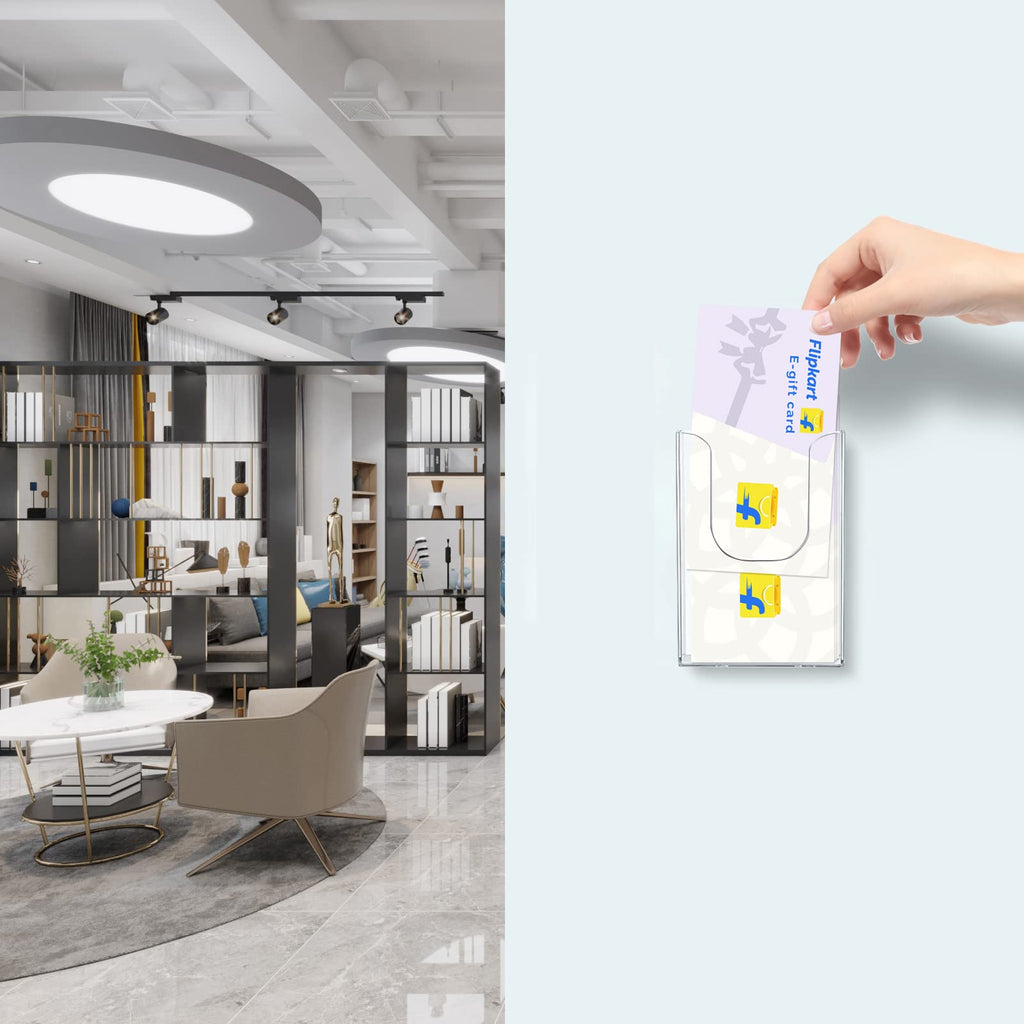 zavekia Brochure Holder, 6 Pack 4 x 6 Inches Transparent Polystyrene Wall Mount Literature Holder