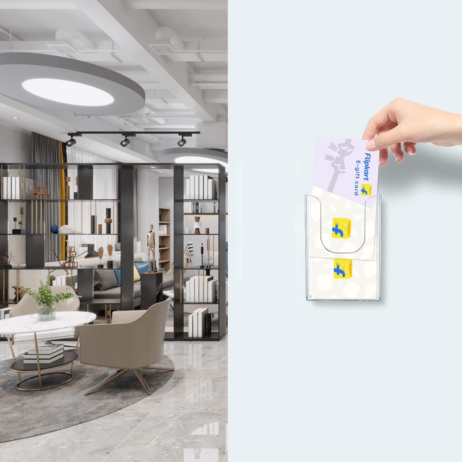 zavekia Brochure Holder, 6 Pack 4 x 6 Inches Transparent Polystyrene Wall Mount Literature Holder