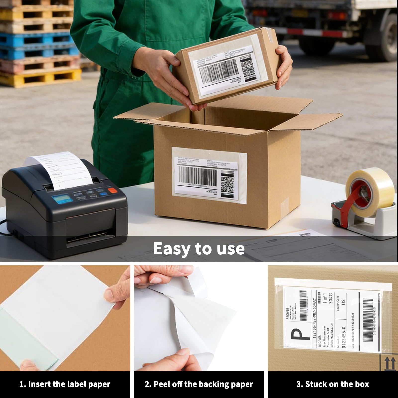 9527 Product 7.5 x 5.5 Clear Adhesive Top Loading Packing List/Shipping Label Envelopes (200 Pack)