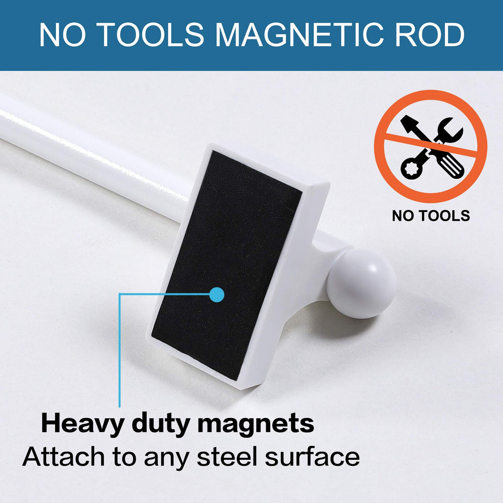 H.VERSAILTEX Widely-Used Adjustable Appliance Magnetic Curtain Rods Suitable for Any Metal Doors and Windows, 16 to 28 Inch, White, 1/2 Inch Diameter, 2 Packs