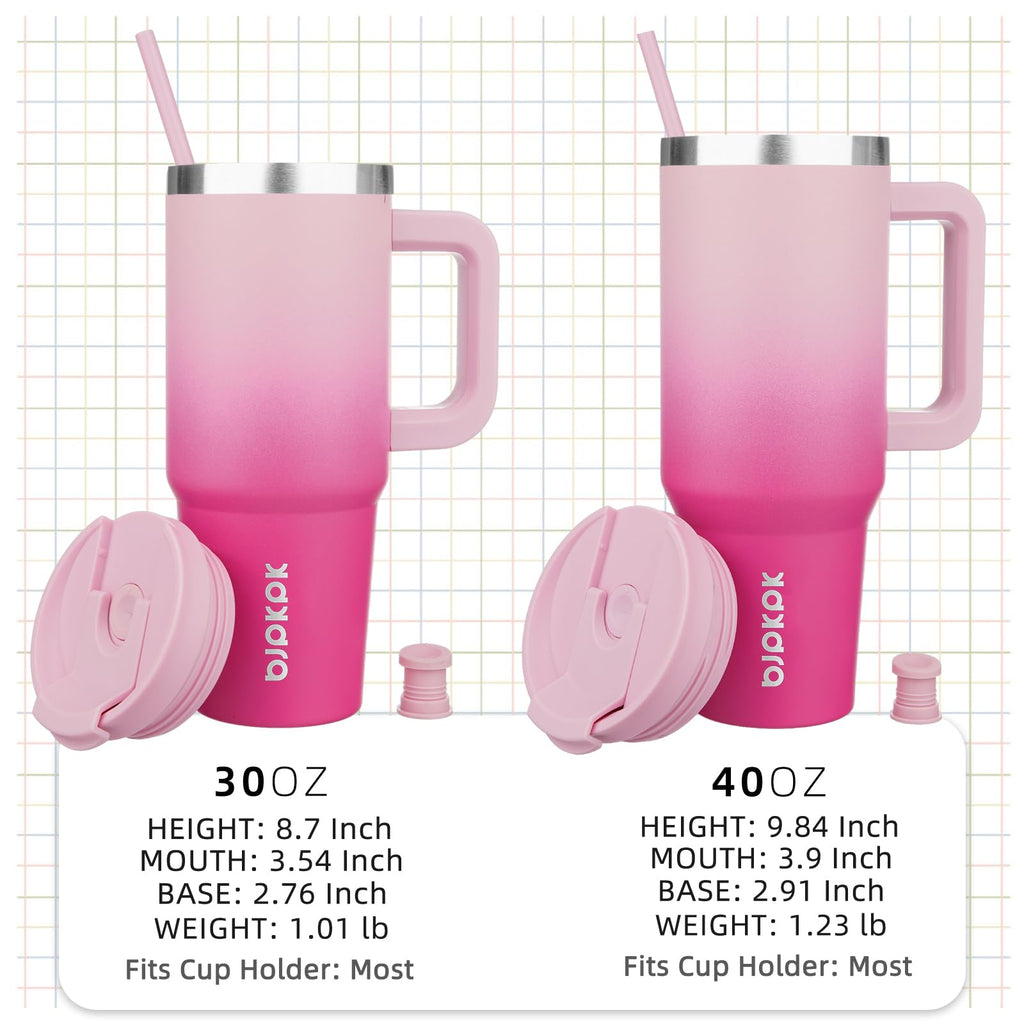 BJPKPK 30oz Stainless Steel Insulated Tumbler with Handle and Lid Straw Travel Coffee Mug Thermal Cup,Cherry Blossom