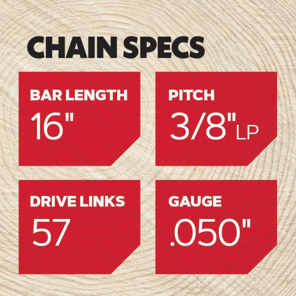 Oregon S57 AdvanceCut Chainsaw Chain for 16-Inch Bar -57 Drive Links – Low-Kickback Chain fits Cub Cadet, Echo, John Deere, Shindaiwa and More