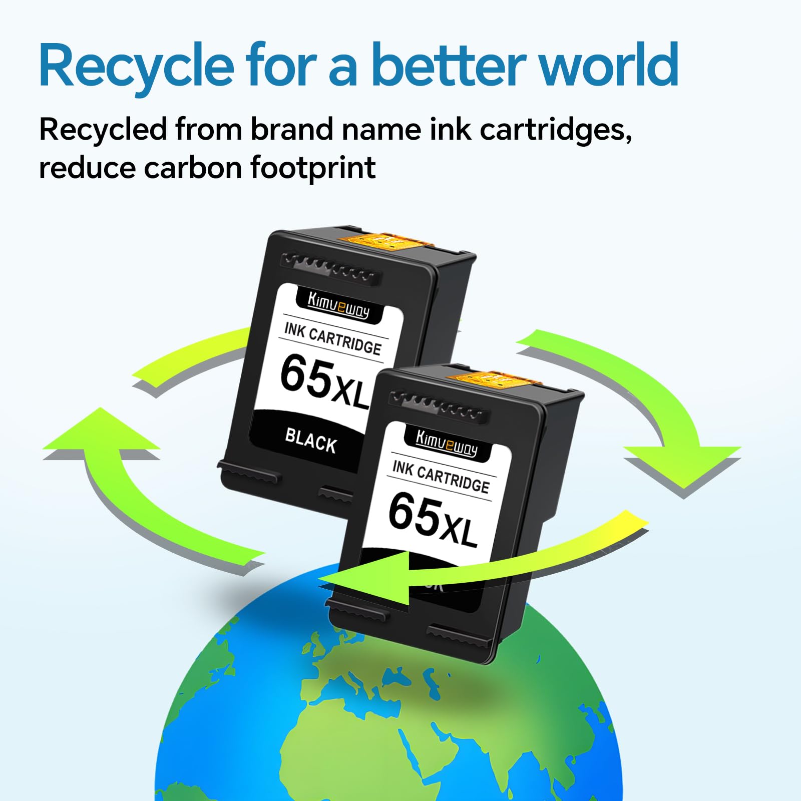 Printer Ink 65XL for HP 65 Ink Cartridges - 2 Pack 65XL Black and Colour High Yield Replacements for HP Ink 65 Compatible for HP Envy 5055 5052 5058 DeskJet 2652 2655 3755 3720 3722 3752 3758 Printers