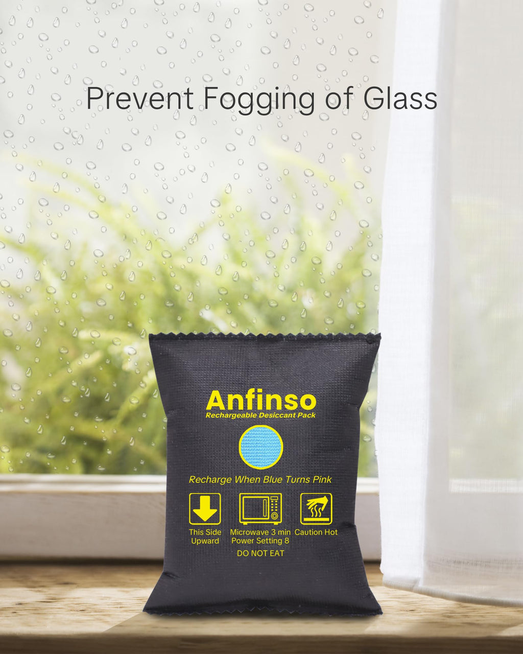 Anfinso Rechargeable Car Dehumidifier, 300g [2 Packs] Moisture Absorbers for Cars, Safes, Closets, Totes, Storage Bins, Reusable Silica Gel Desiccant