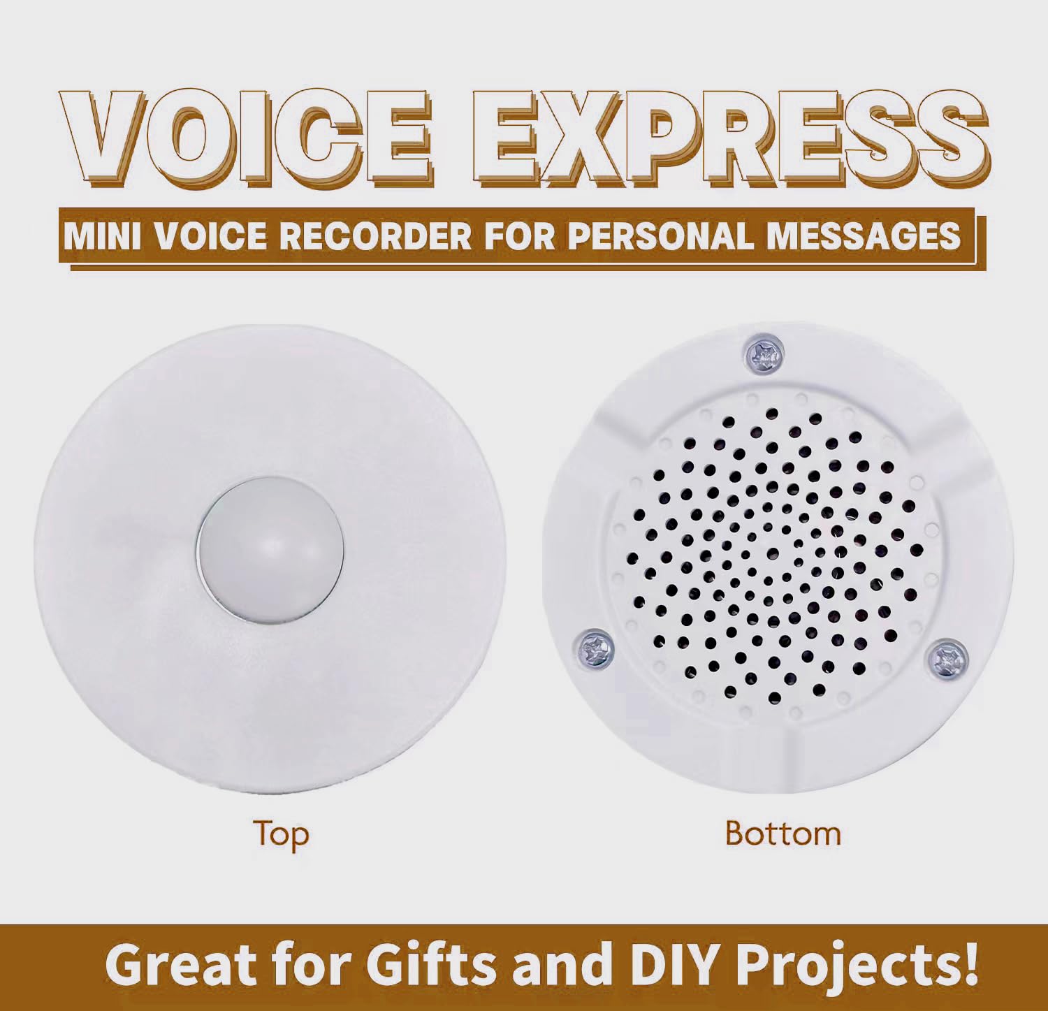 XLW 195 Seconds Message Voice Recorder, Voice Recording Button Record Custom Messages for Crafts, Stuffed Bear, Baby Doll,Pillow and Xmas Halloween New Year Birthday Presents White-2P