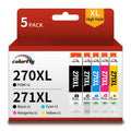 PGI-270XL CLI-271XL Compatible Ink Cartridges Repaclement for Canon PGI270 CLI271 XL Combo Pack for Canon PIXMA MG6820 MG6821 TS6020 TS5020 Printer（5 Pack）