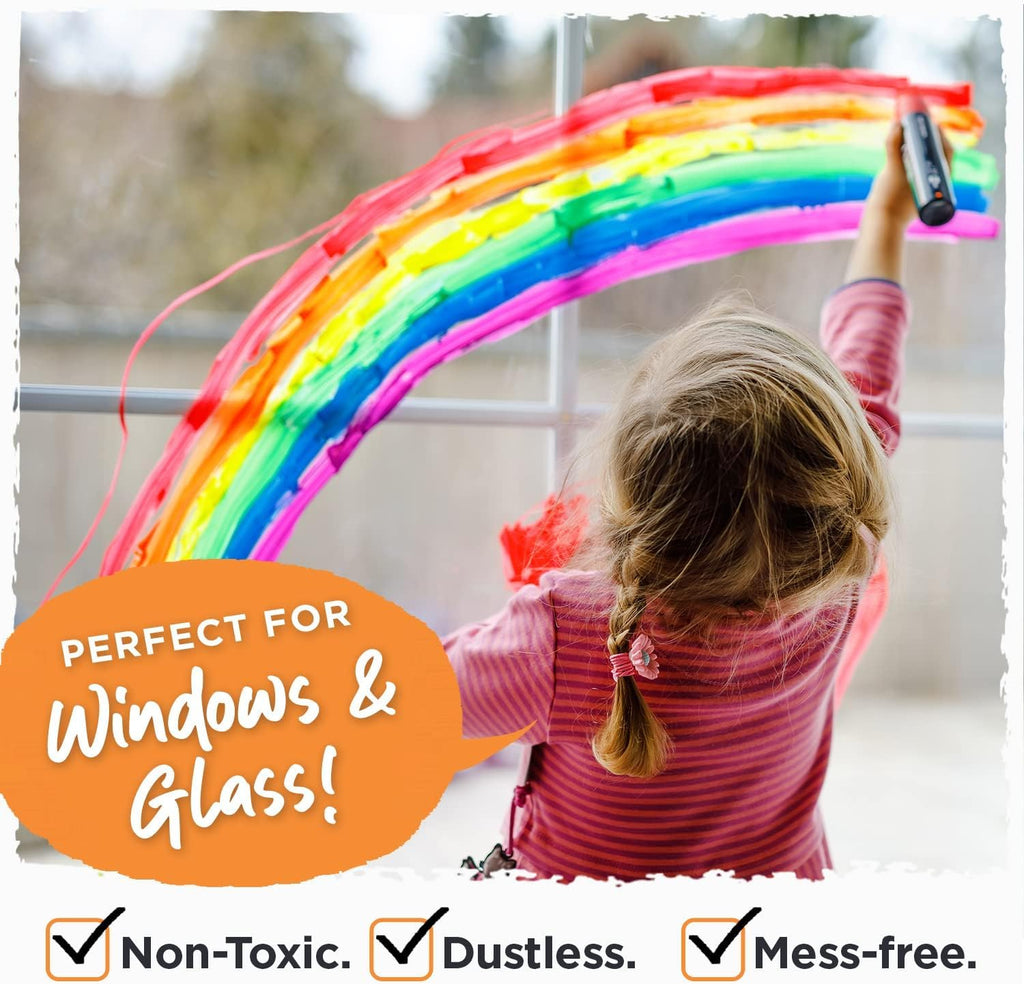 Window Markers - 15mm Jumbo - 3 in 1 Nib with 28g Ink - Pack of 8 neon chalk pens - Loved by Teachers, Kids, Artists, Businesses - Use on Chalkboard, Whiteboard, Blackboard, Glass, Bistro