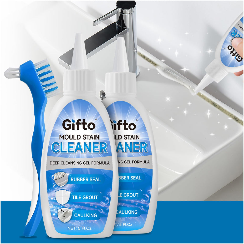 Mould Stain Remover Gel, 2-Pack Grout Cleaner Bathroom Whitener, Mould Remover Washing Machine Cleaner, Non-Toxic Washer Cleaner for Shower Sink Tile Toliet