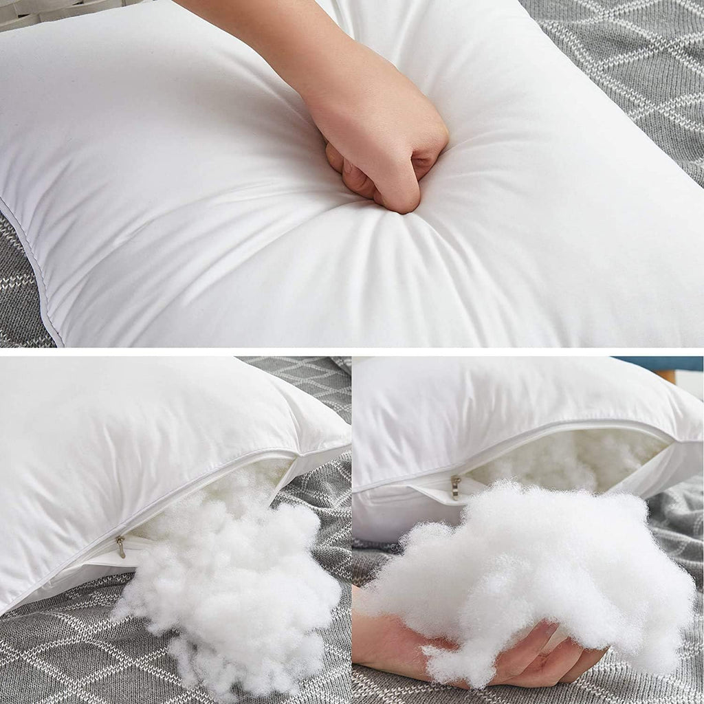 Leeden 18 x 18 Pillow Inserts (Set of 2) - Throw Pillow Inserts with 100% Cotton Cover - 18 Inch Square Interior Sofa Pillow Inserts - Decorative Pillow Insert Pair - White Couch Pillow