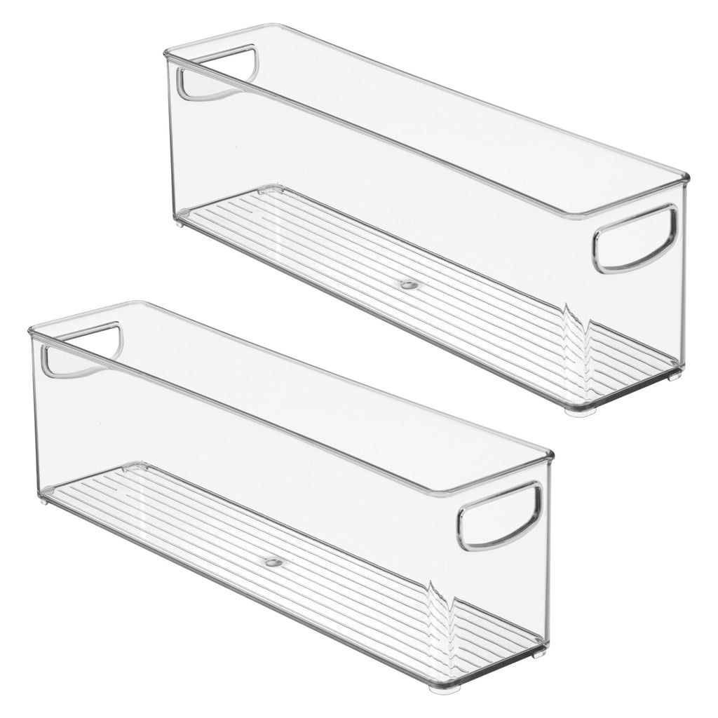iDesign Plastic Stackable Pantry Bin - Storage Bin with Handles for Cabinets or Fridge - Set of 2 - Clear