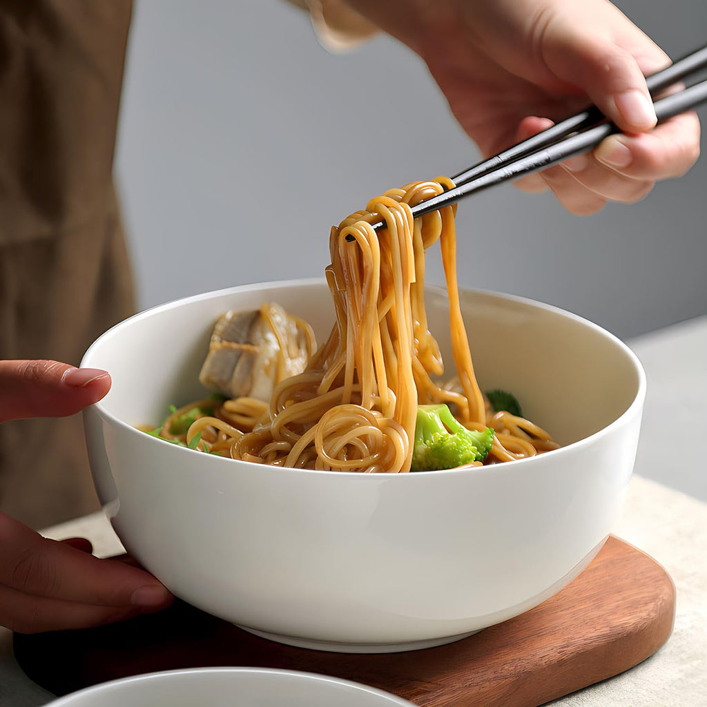 Dyware 60 oz Large Soup Bowl, Pho Bowls, 8-Inch Off-White Porcelain Bowls Set of 3, Perfect for Hearty Meals and Serving
