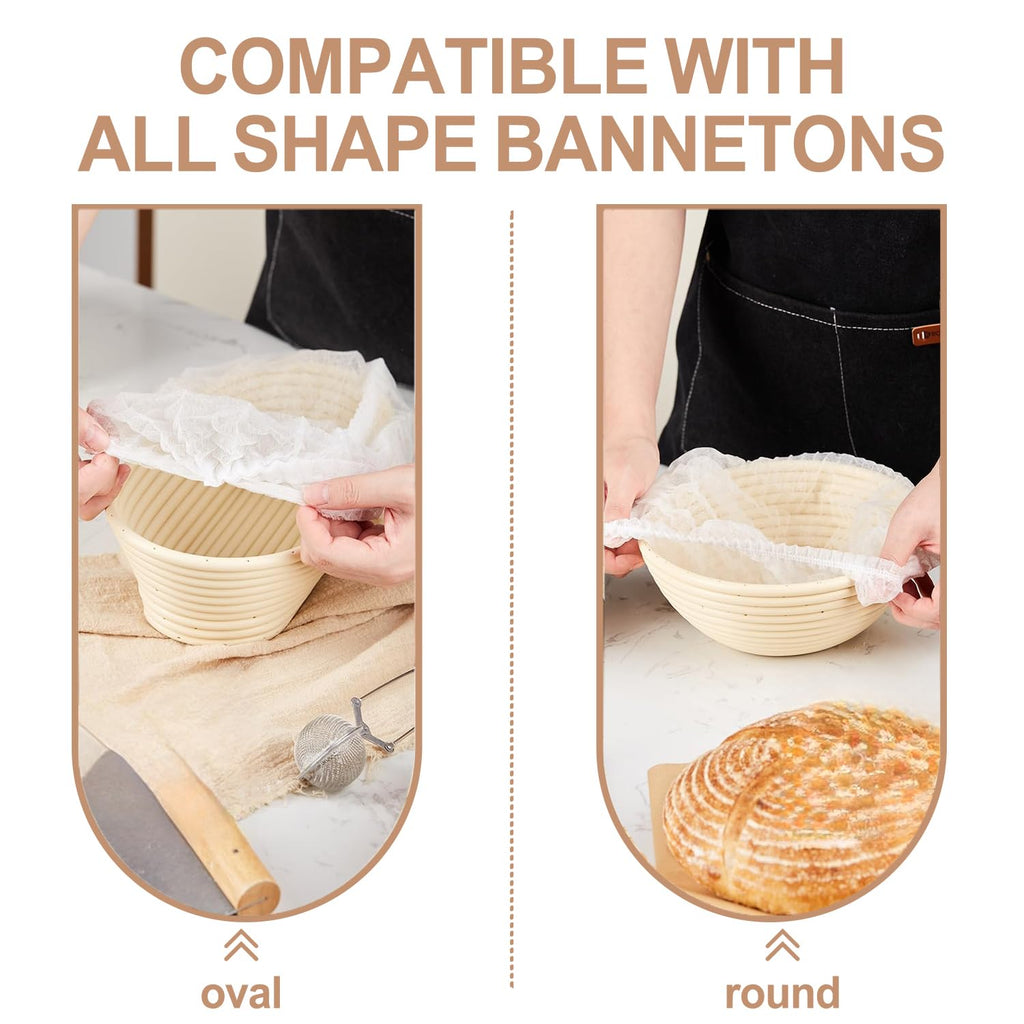 100 Pcs Banneton Liner,Banneton Bread Proofing Basket Non Woven Liners Non-Stick Dough,Bread Proofing Cover,Elastic Banneton Basket Liner for Prevents Dough from Sticking to Basket