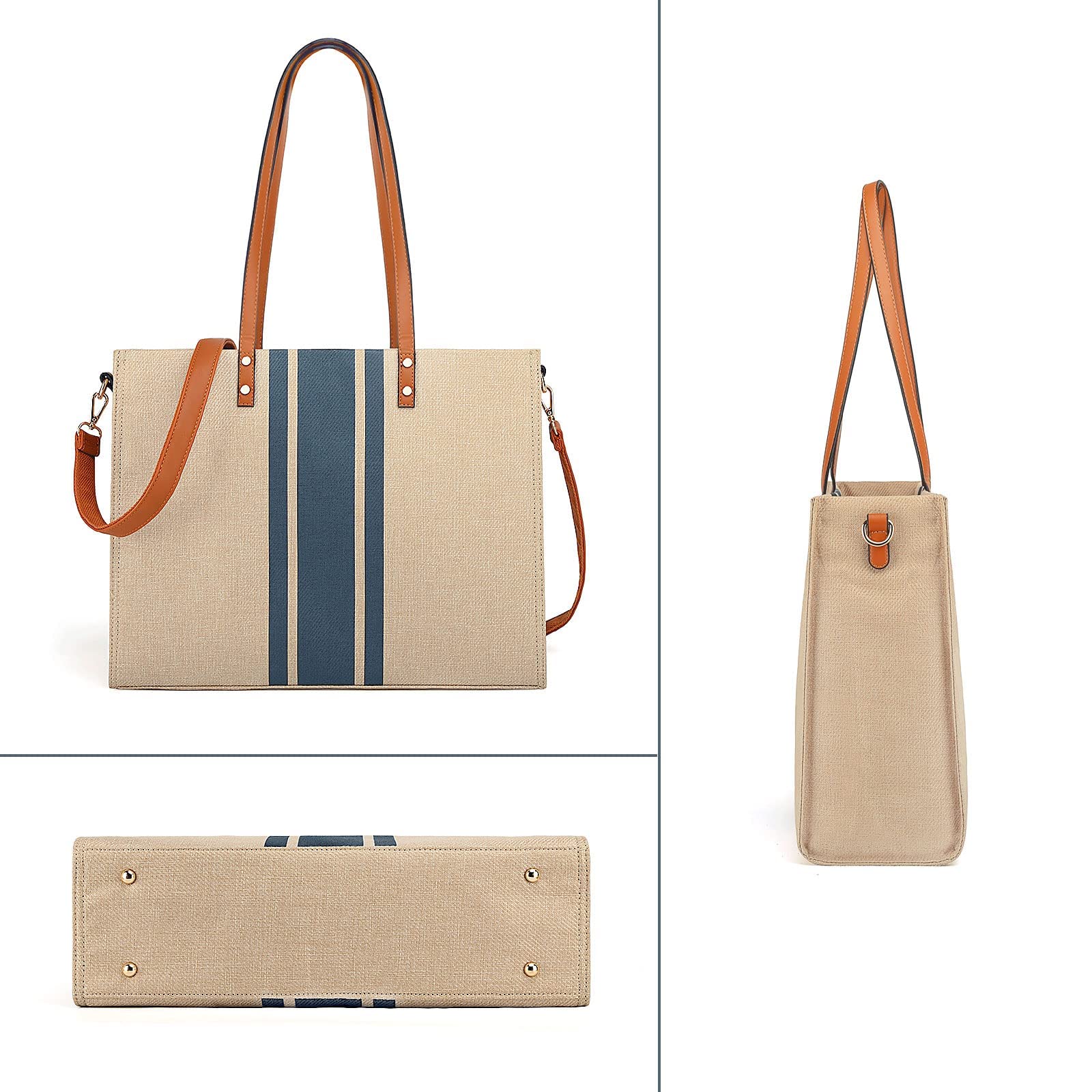 Laptop Tote Bag for Women 15.6 Inch Laptop Work Bag Large Capacity Canvas Computer Tote Bags Business Briefcase Shoulder Bag for Women Casual Beach Bag Perfect for Travel/Daily Use/Birthday Gift