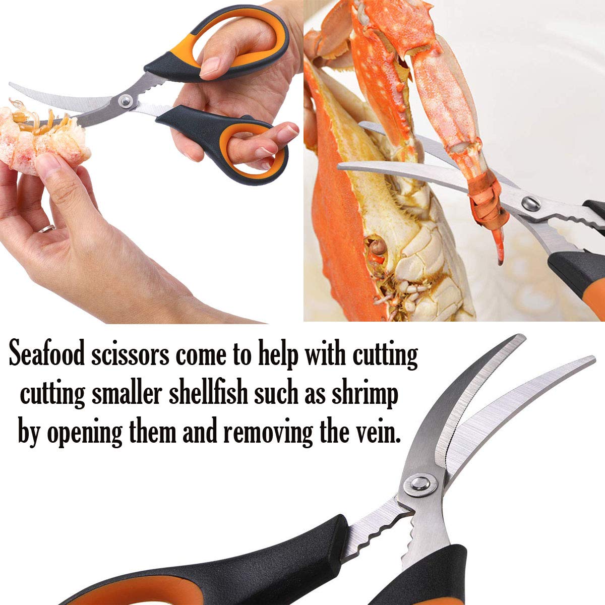 Artcome 10 Piece Seafood Tools Set - 2 Crab Crackers, 2 Lobster Shellers, 2 Seafood Forks, 2 Wide Crab Forks, 1 Seafood Scissors and 1 Storage Bag