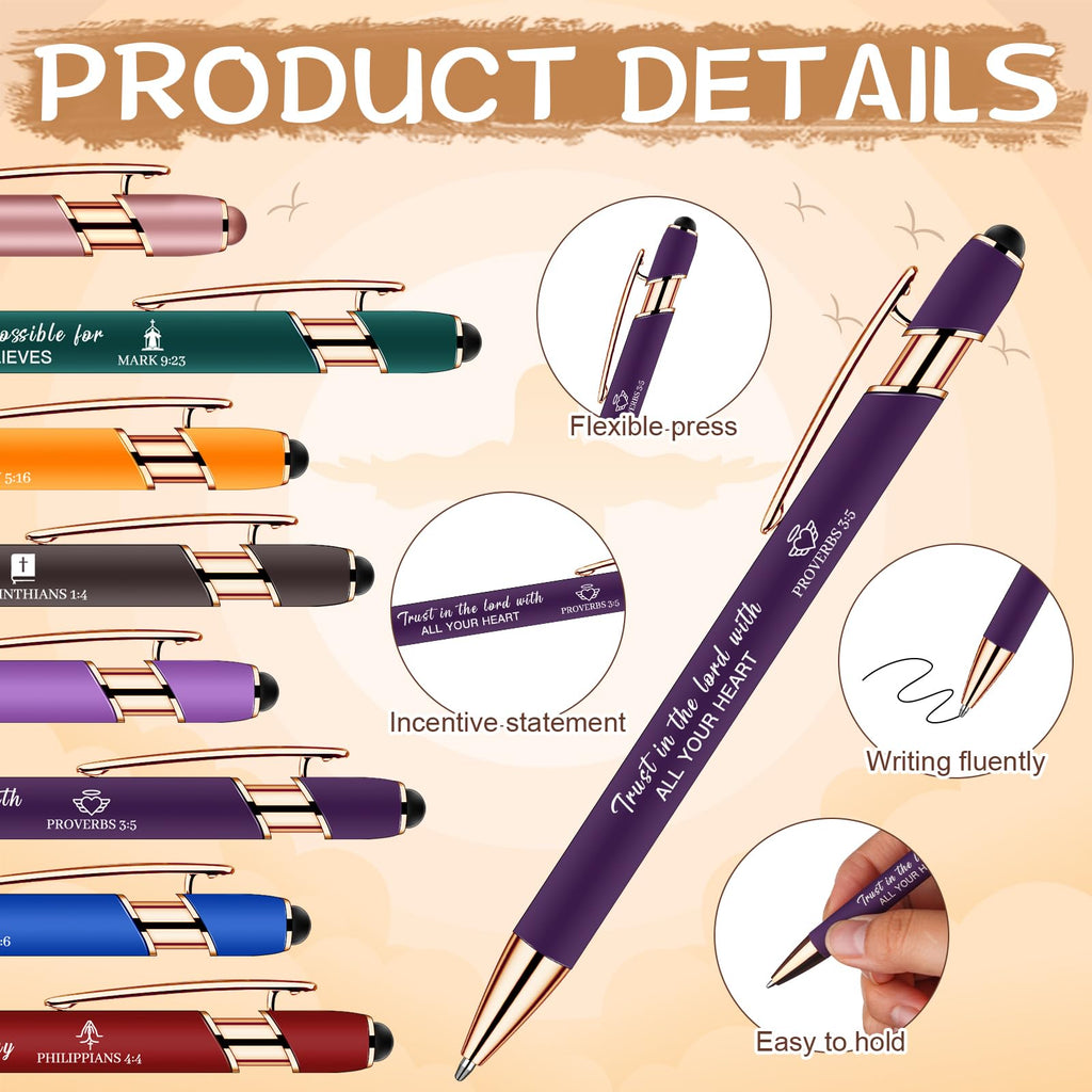 32 Pcs Bible Pens Notepads Gift Set Includes 16 Bible Verse Notebooks 16 Christian Pens Inspirational Notebooks Religious Journals for Church School Supplies