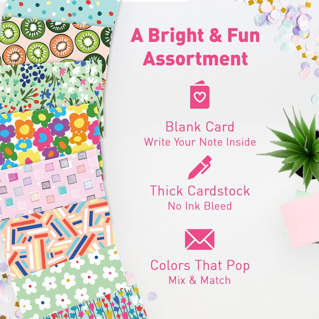 S&O Blank Cards for All Occasions in One Box Set - Blank Notecards for Handwritten Messages - All Occasion Notes Assortment Box with covers - 100 Vibrant Notecards and Envelopes Pack