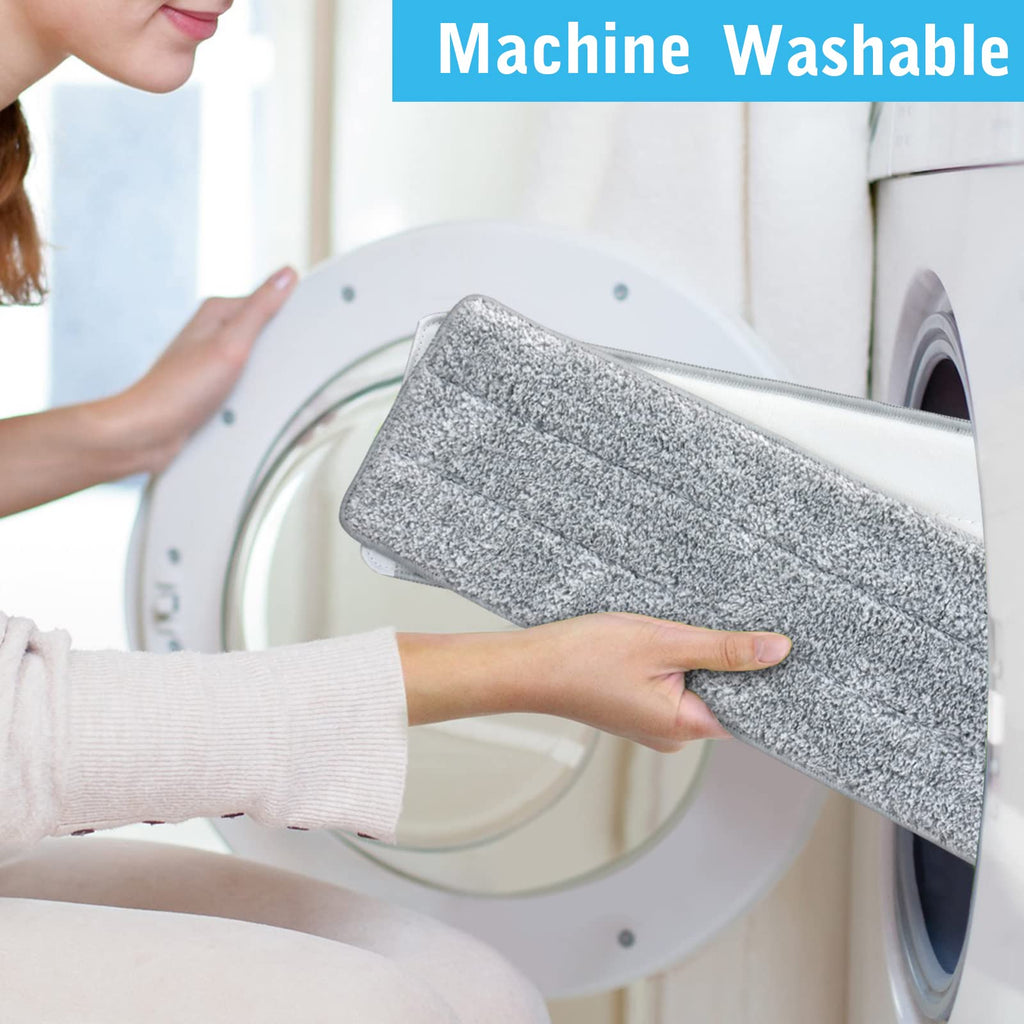 BOSHENG Flat Mop Pads, Mop Replacement Pads, Microfiber Mop Pads, Machine Washable Pads, Refill 3 Packs