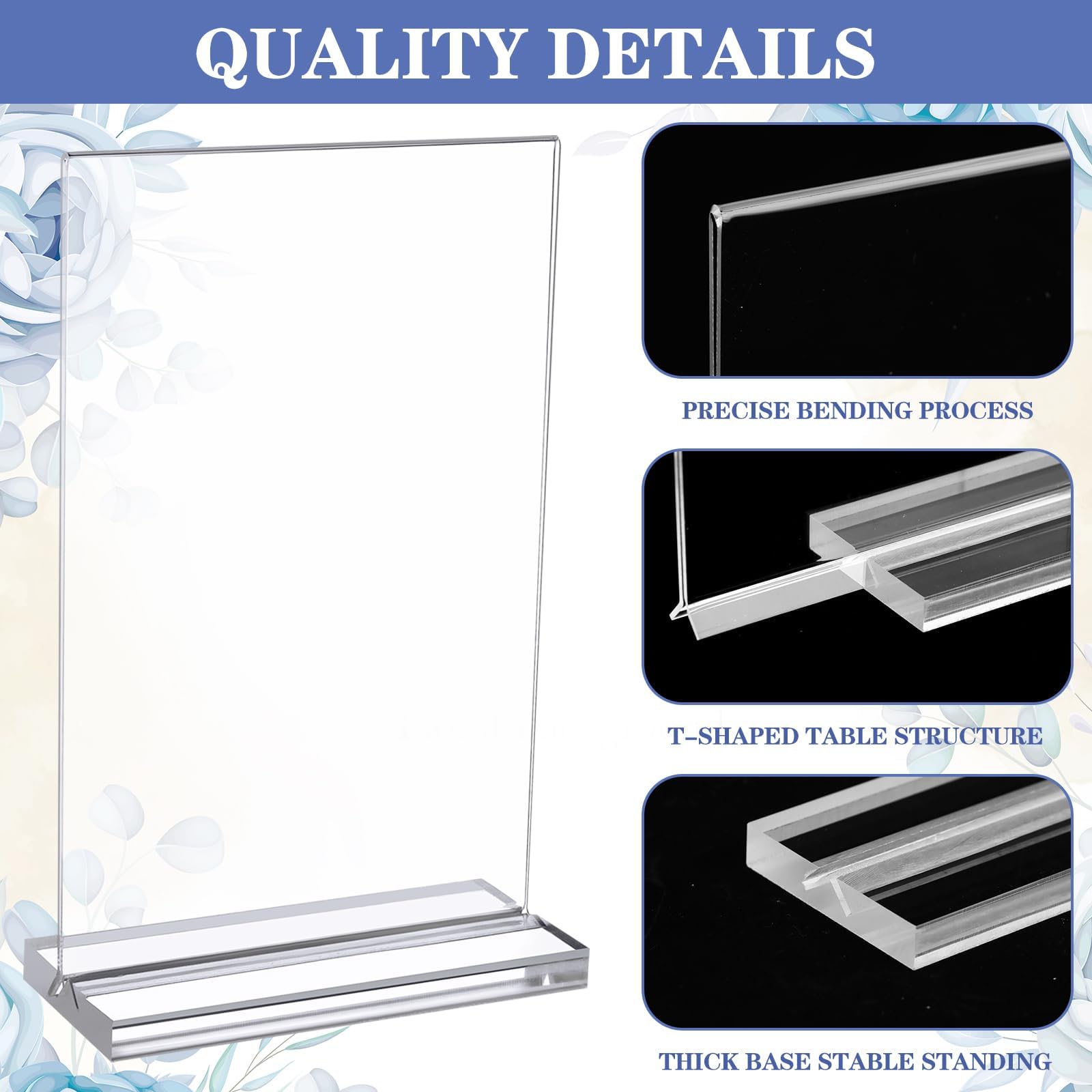 GANGBARU 10 Pack 4 x 6'' Acrylic Sign Holder Clear Display Stand Double Sided Vertical Flyer Menu Brochure Holders for Restaurant Wedding School Office Hotel Party