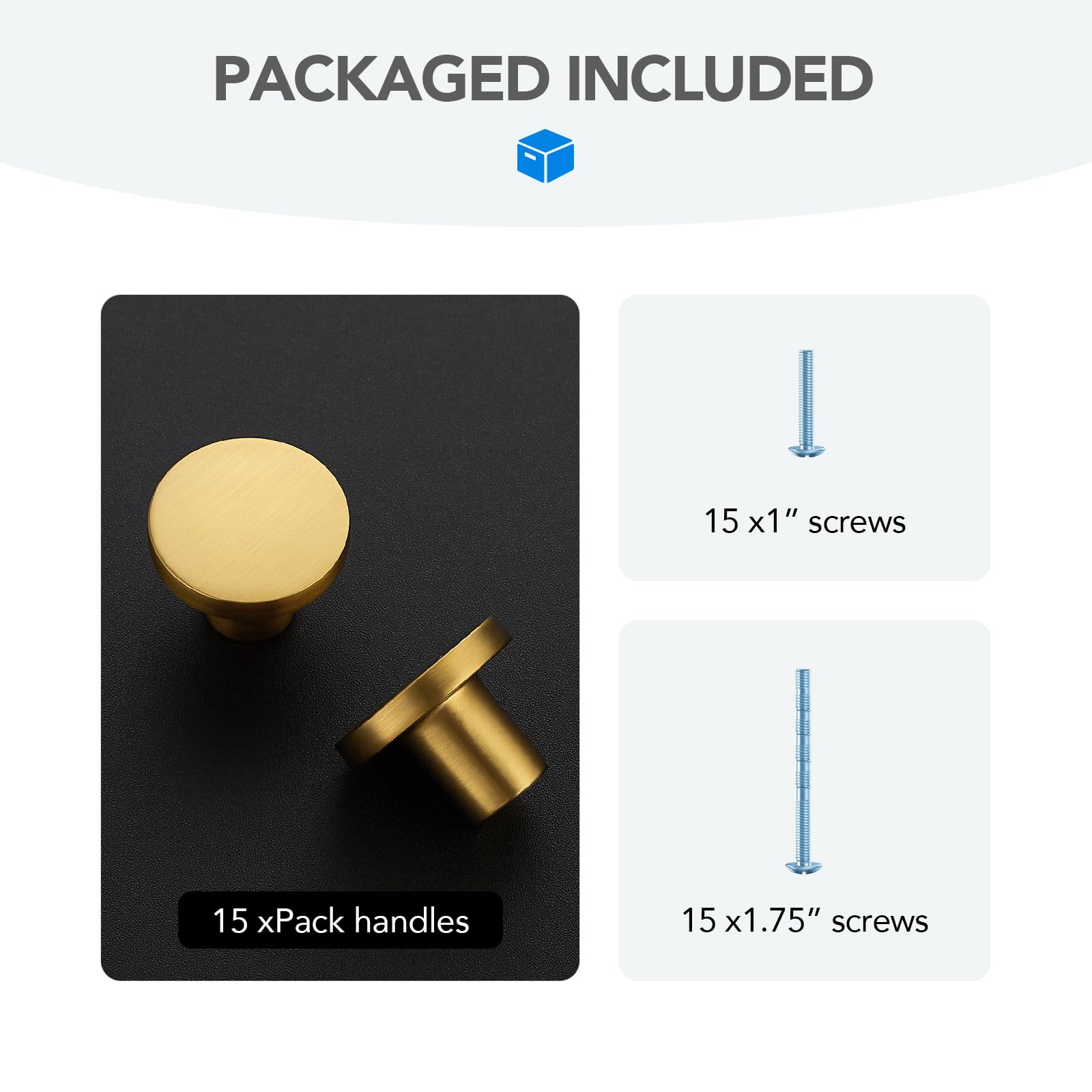 HOME EDIT 15 Pack Solid Brushed Gold Kitchen Cabinet Knobs Metal Drawer Dresser Gold Knobs Brass Drawer Pulls Door Knobs