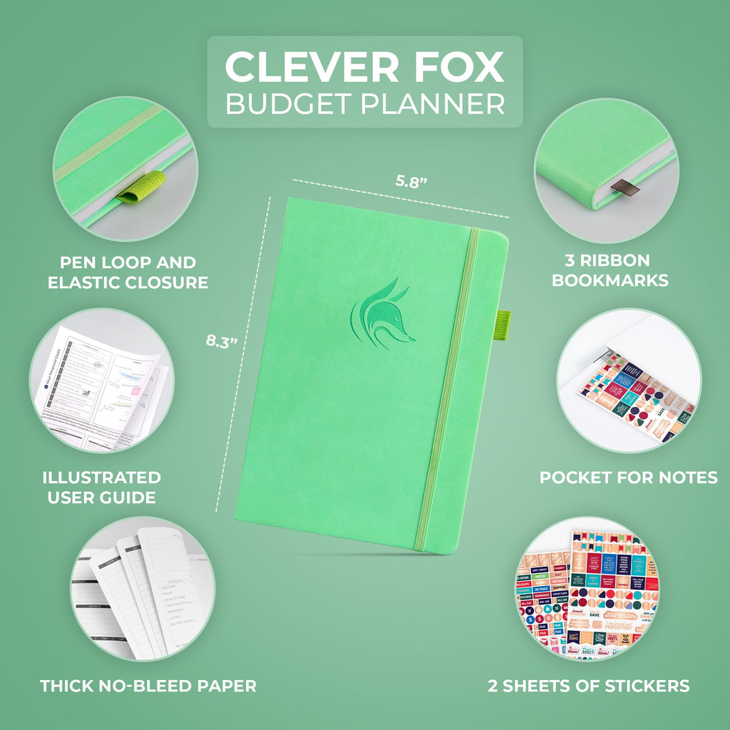 Clever Fox Budget Planner - Expense Tracker Notebook. Monthly Budgeting Journal, Finance Planner & Accounts Book to Take Control of Your Money. Undated - Start Anytime. A5 Size Mint Green Hardcover