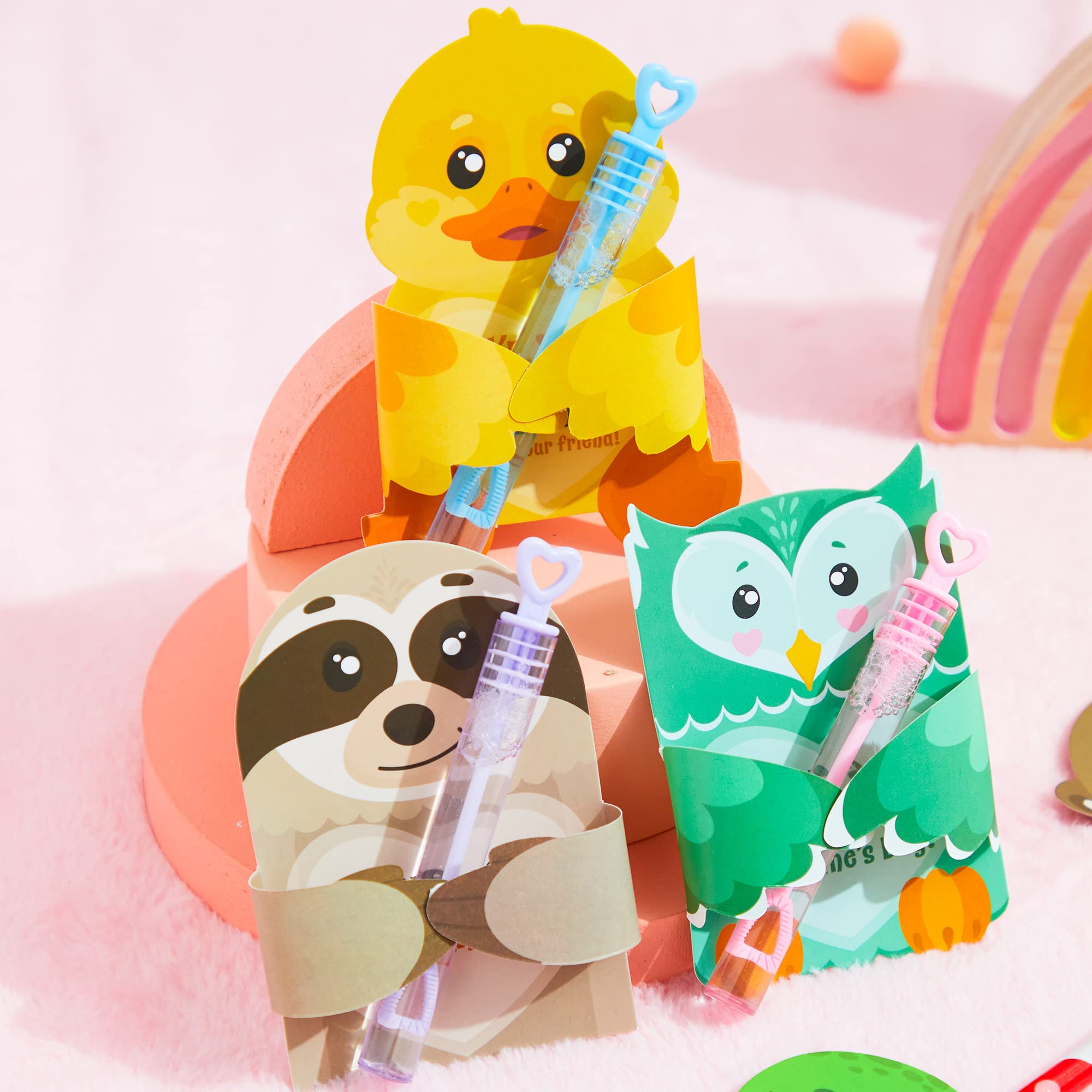 JOYIN 36 Pcs Valentines Day Gifts Cards with Animal Designs,Valentine’s Greeting Cards Candy Holder Cards for Kids, Valentine Classroom Exchange Cards (Cards only)