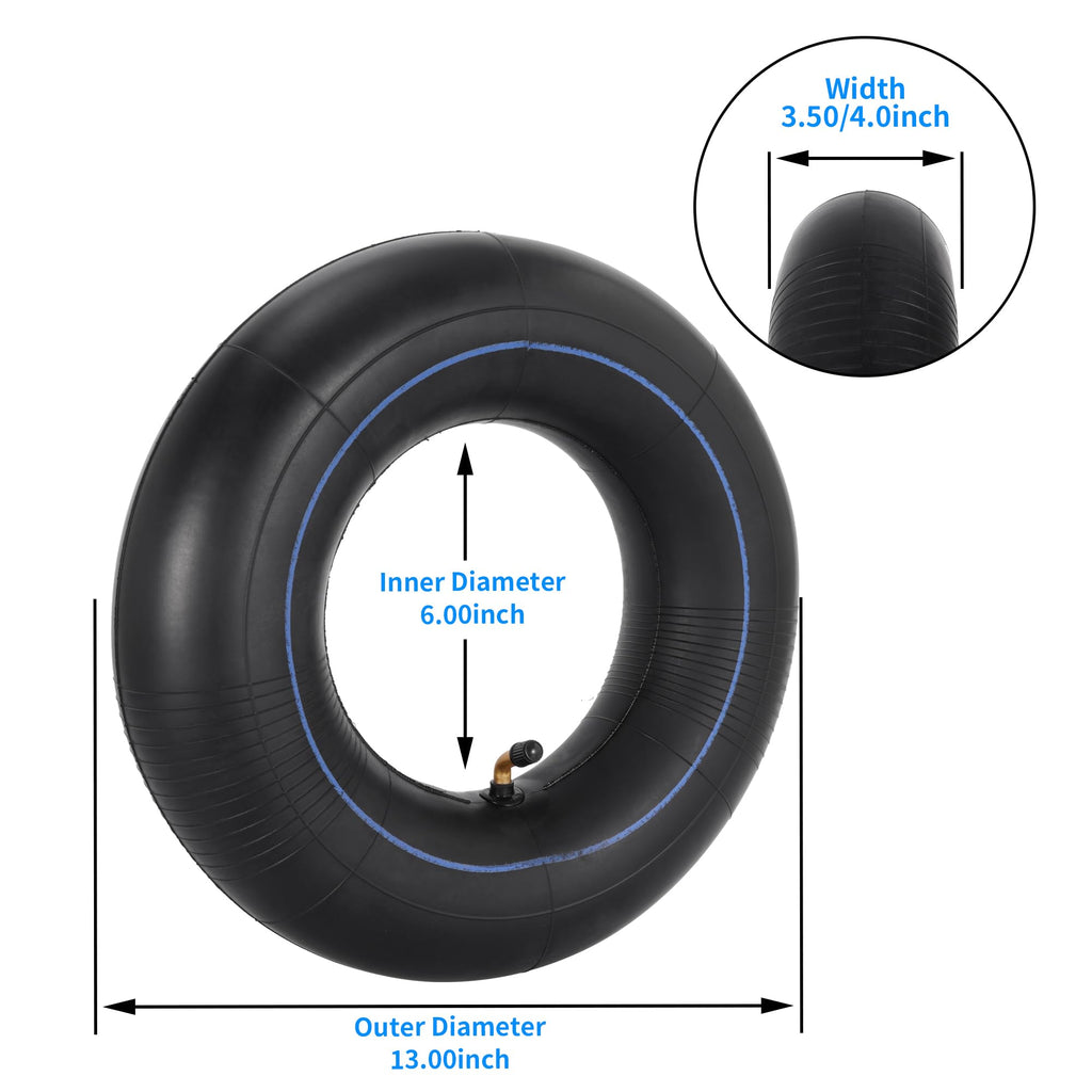 RUTU 3.50/4.00-6 Inner Tube,Butyl Rubber Tube For Lawn Garden Wheelbarrows,Go Kart,Mini Bike,Hand Trucks,Snowblowers,Garden Cart,Heavy Duty 13x4.00-6 4.10-6 3.50-6 Tube With TR87 Bent Valve （2 Packs）