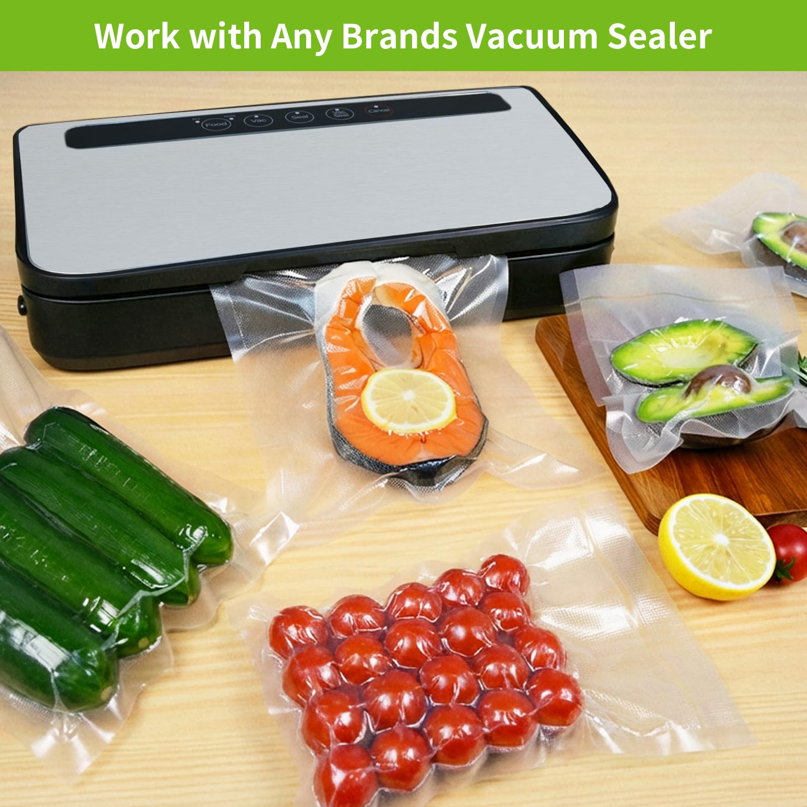 SurpOxyLoc 4mil100 Quart Size 8x12Inch Food Vacuum Sealer Bags with BPA Free,Heavy Duty,Great for Sous Vide and Vac Seal storage