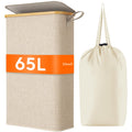 Lifewit 65L Slim Laundry Basket, Laundry Hamper with Lid, Narrow Laundry Bin with Removable Bag & Bamboo Handles, Foldable Thin Dirty Clothes Hamper for Laundry Centres Bathroom Bedroom Dorm, Beige