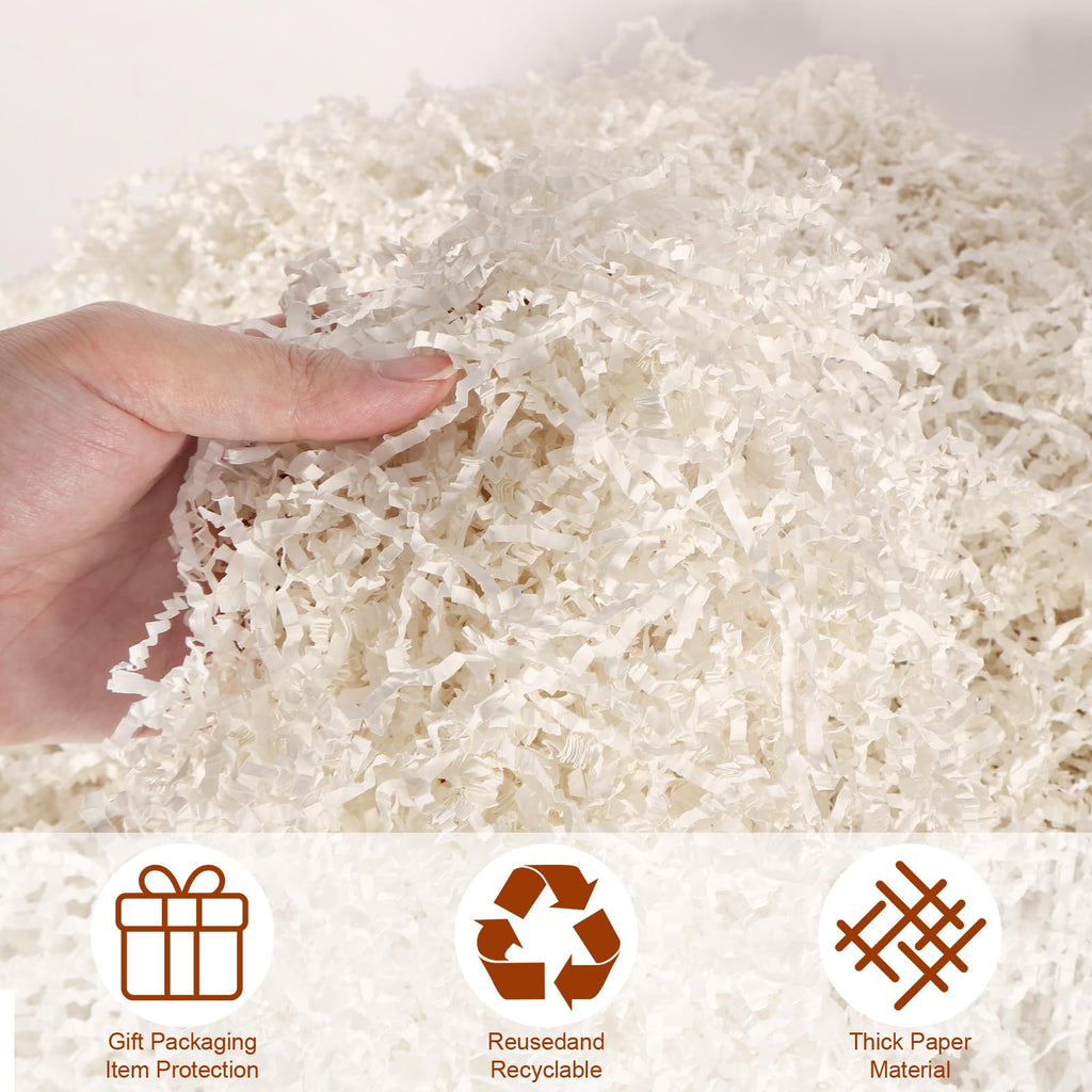 LDIWEE 2 LB White Crinkle Paper Filler Crinkle Cut Paper Shred for Gift Baskets, Gift Wrapping Box Stuffing Filling Holiday Packaging Birthday Christmas (White)