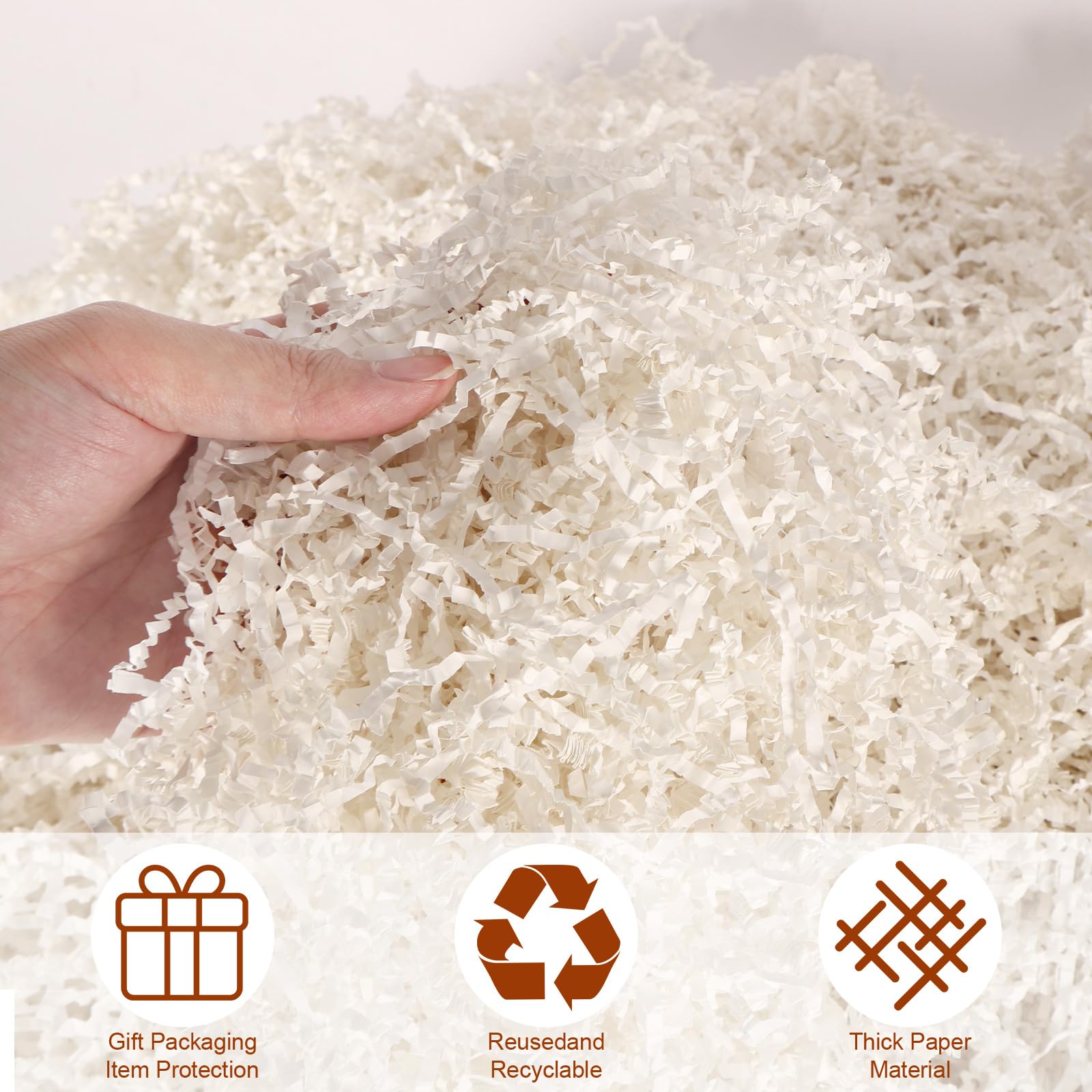 LDIWEE 2 LB White Crinkle Paper Filler Crinkle Cut Paper Shred for Gift Baskets, Gift Wrapping Box Stuffing Filling Holiday Packaging Birthday Christmas (White)